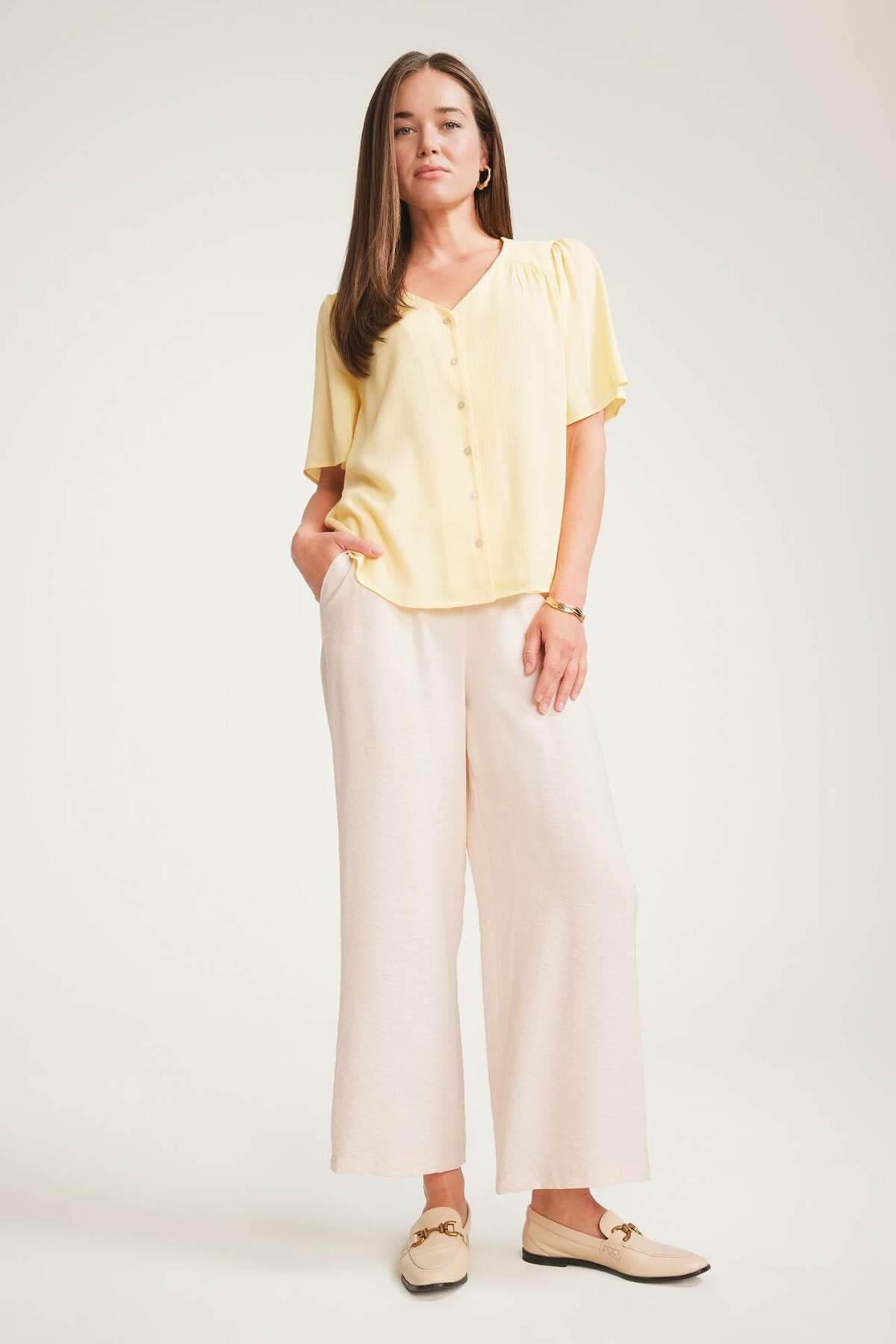 DeFacto Straight Fit Wide Leg Pants F0988Ax25Sm