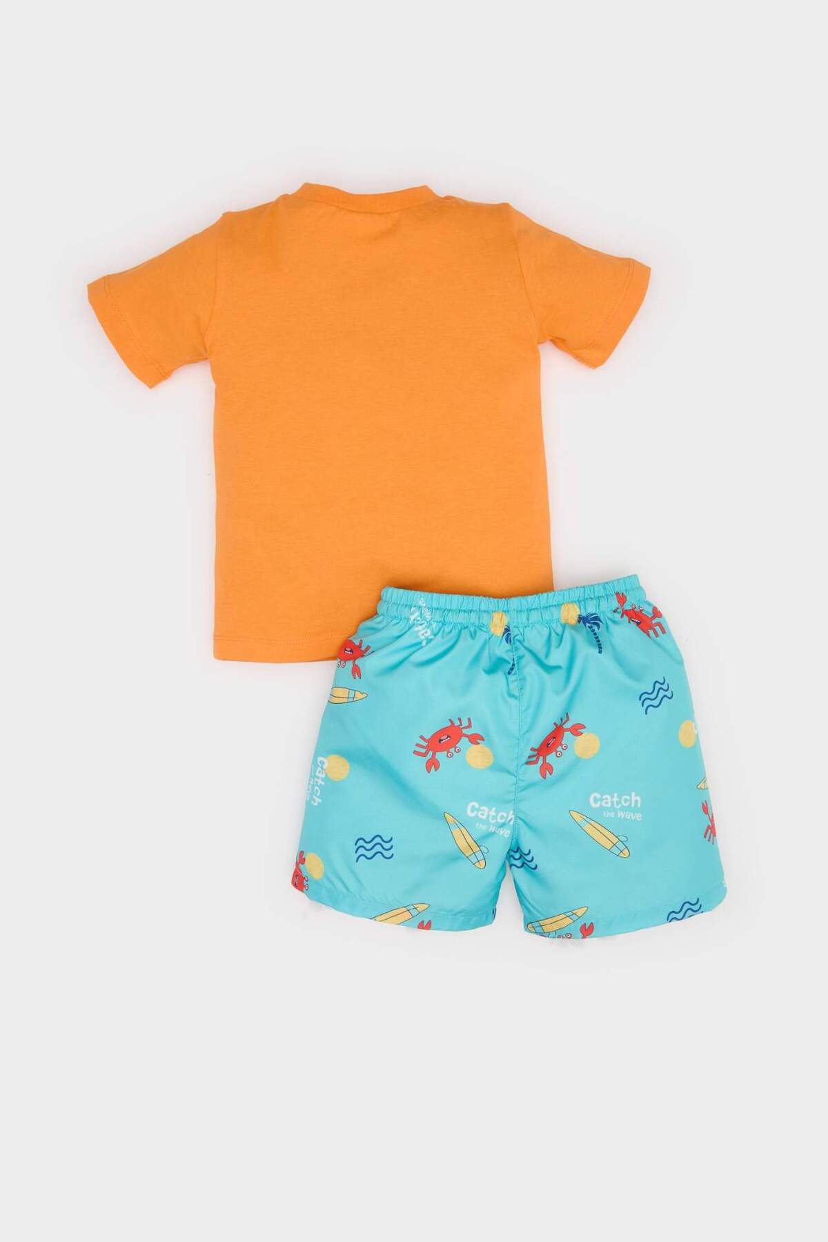 Defacto 2'li Takım Yengeç Baskılı Kısa Kollu Tişört Beli Lastikli Deniz Şortu Erkek Bebek E3521A525SM fotoğrafı 6 (önizleme)