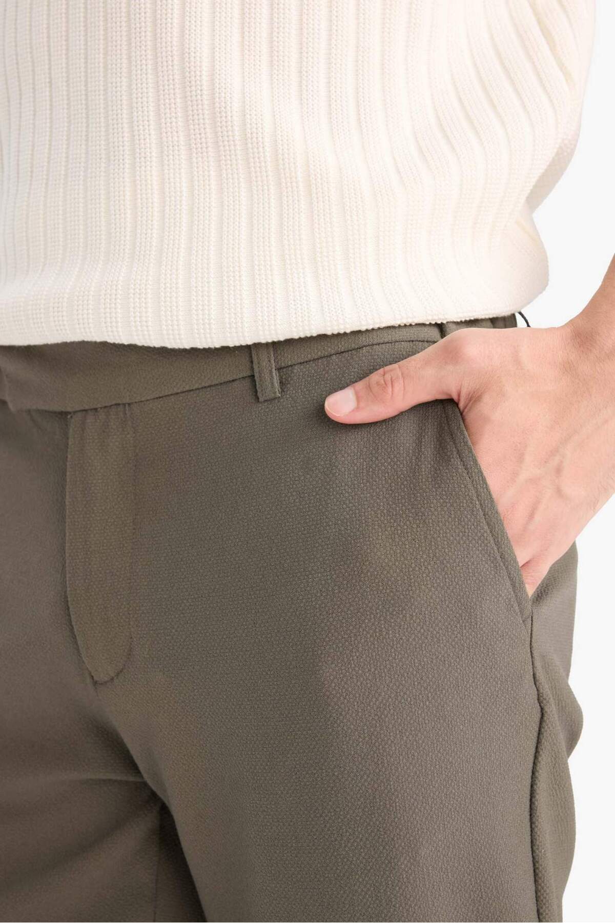 شلوار پارچه‌ای تابستانی Jogger Zip-Up مدل E4779AX25SM — خاکی — تصویر 6 از 7