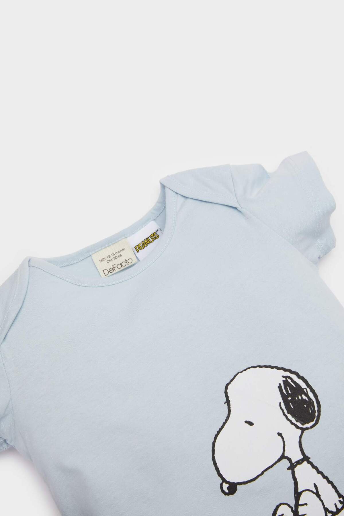 Defacto Snoopy Penye Kısa Kollu Tulum Erkek Bebek Yenidoğan E9554A525SM fotoğrafı 2 (önizleme)
