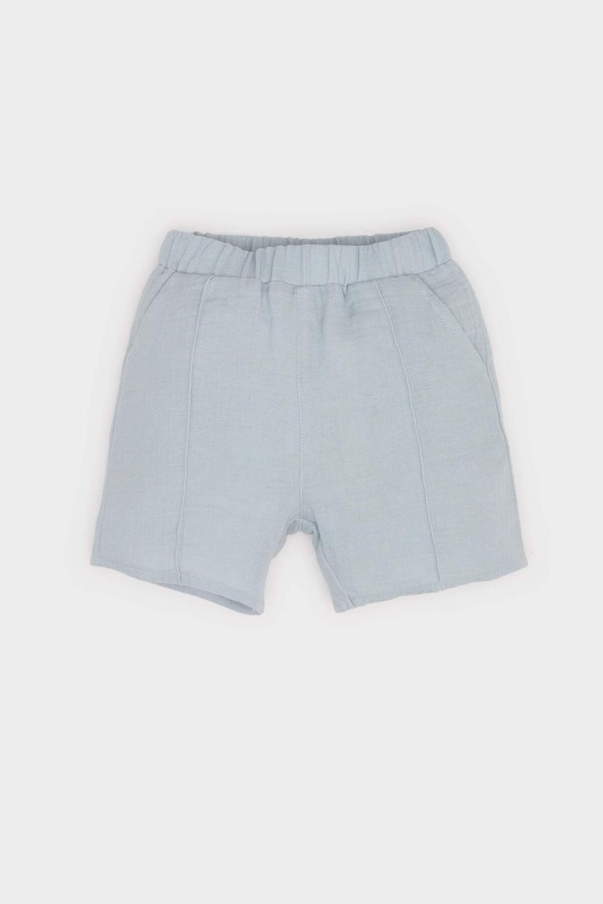 Defacto 2'li Takım Müslin Kısa Kollu Gömlek Beli Lastikli Şort Erkek Bebek C3438A525SM fotoğrafı 2 (önizleme)