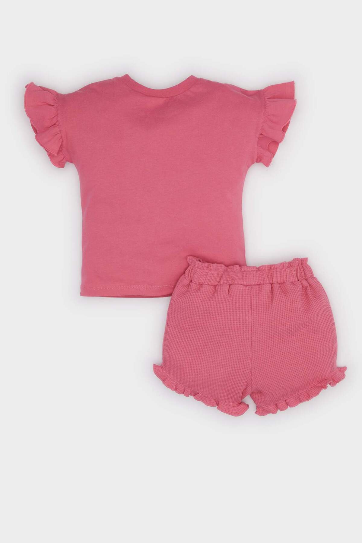 Defacto Barbie 2'li Takım Kısa Kollu Tişört Beli Lastikli Şort Kız Bebek E9128A525SM fotoğrafı 5 (önizleme)