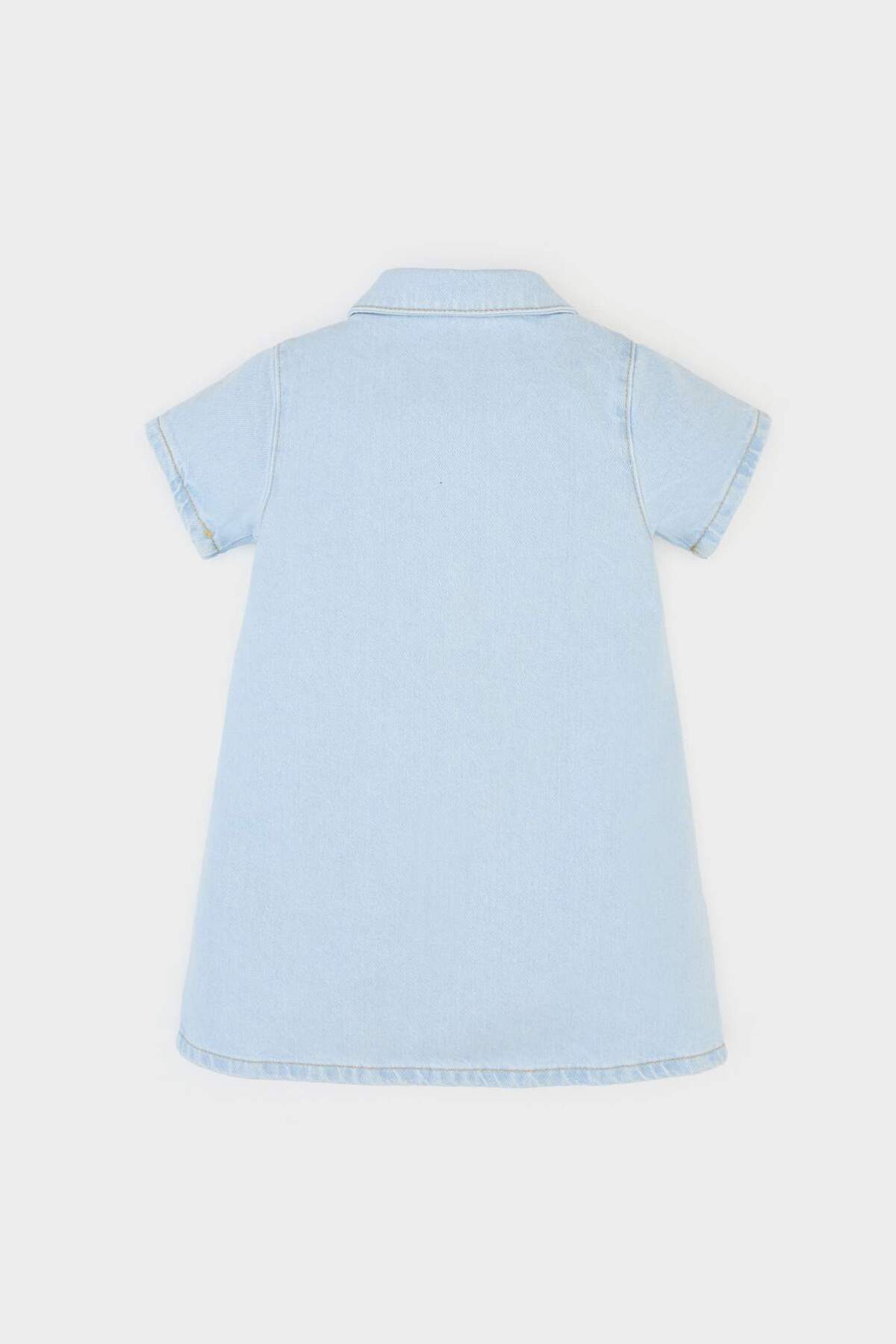 Defacto Kısa Kollu Yazlık Jean Elbise Kız Bebek E0454A525SM fotoğrafı 3 (önizleme)