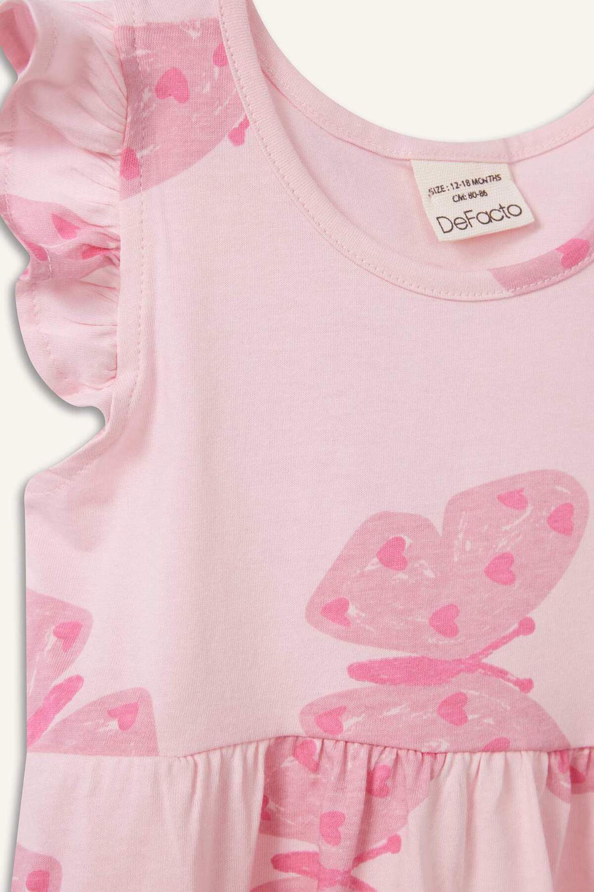 Defacto Kelebek Desenli Kısa Kollu Yazlık Elbise Kız Bebek A0136A525SM fotoğrafı 2 (önizleme)