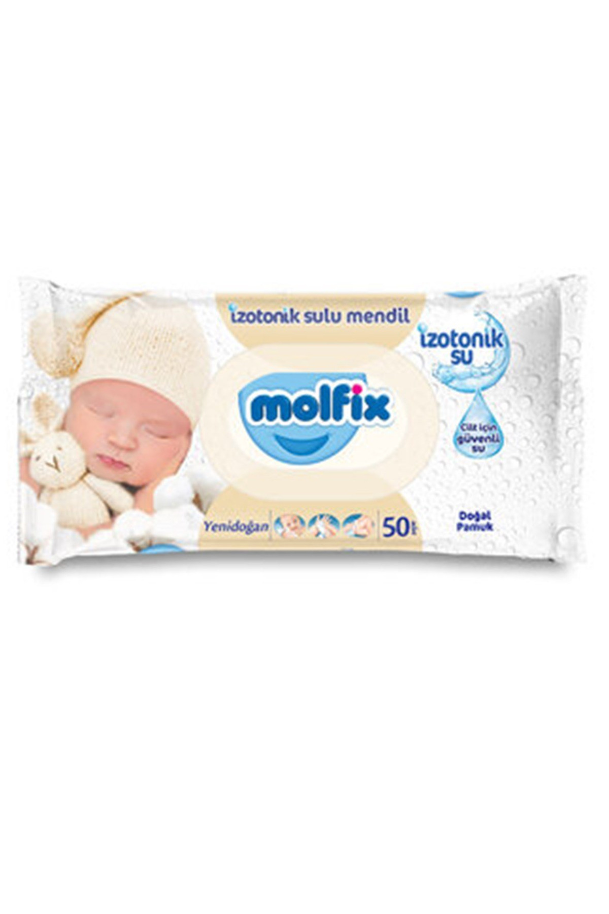 Molfix Islak Havlu Mendil İzotonik Yeni Doğan 50 Yaprak Pamuklu Tekli Plastik Kapaklı fotoğrafı 2 (önizleme)