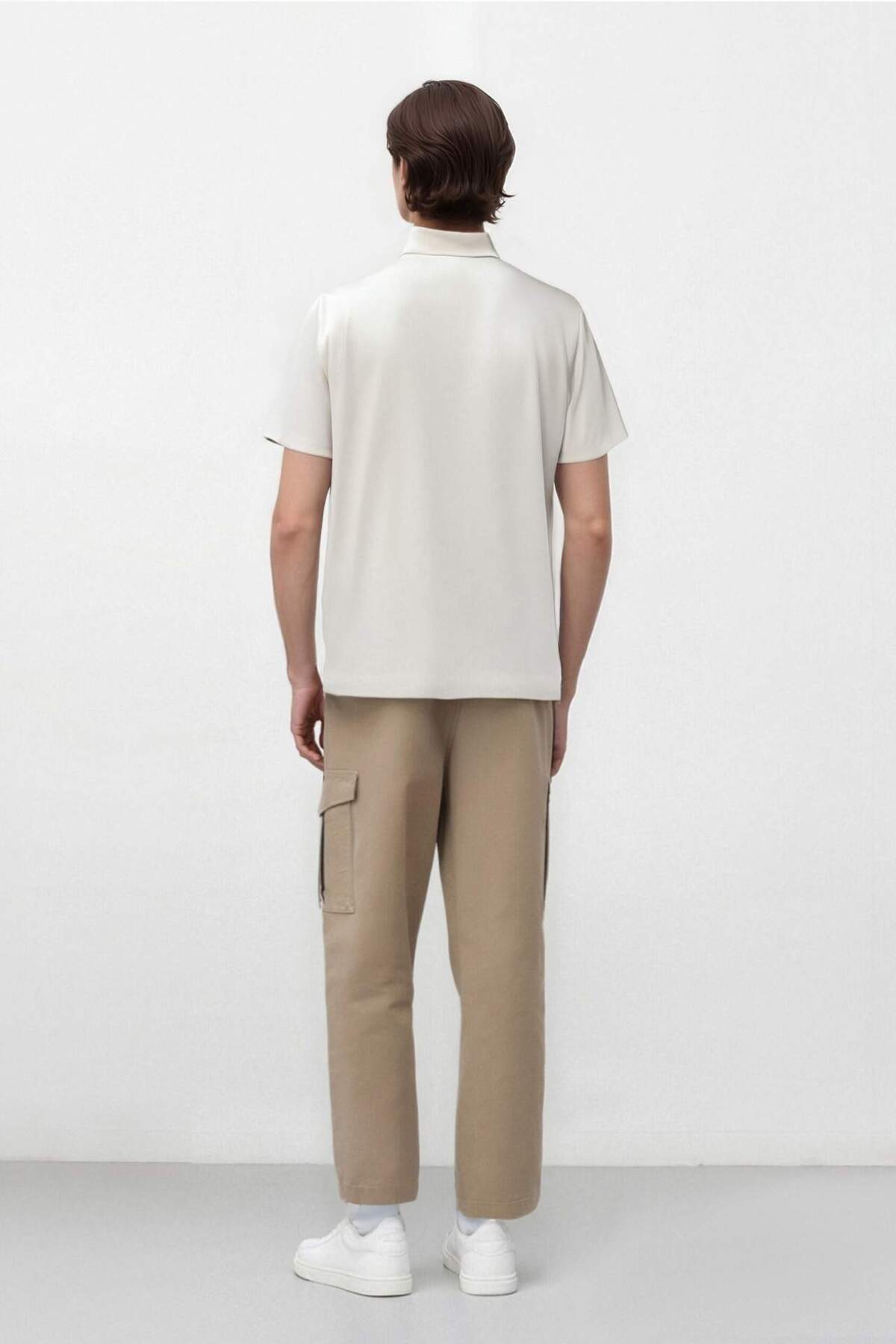 Wide Leg Bol Rahat Kesim Kargo Cepli Geniş Paça Gabardin Pantolon E5810AX25SP — بژ — تصویر 7 از 8