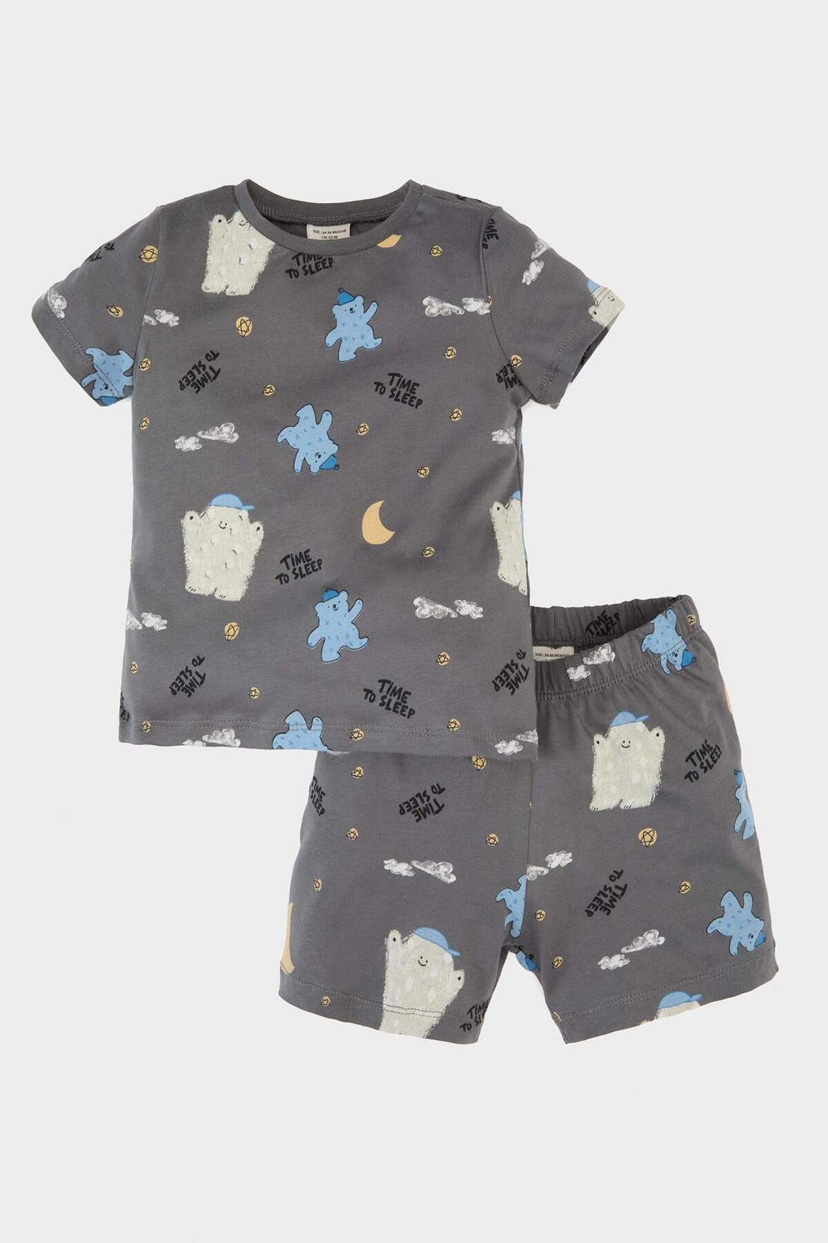 Defacto %100 Pamuklu Desenli Beli Lastikli Pijama Takımı Erkek Bebek E1180A525HS fotoğrafı 3 (önizleme)