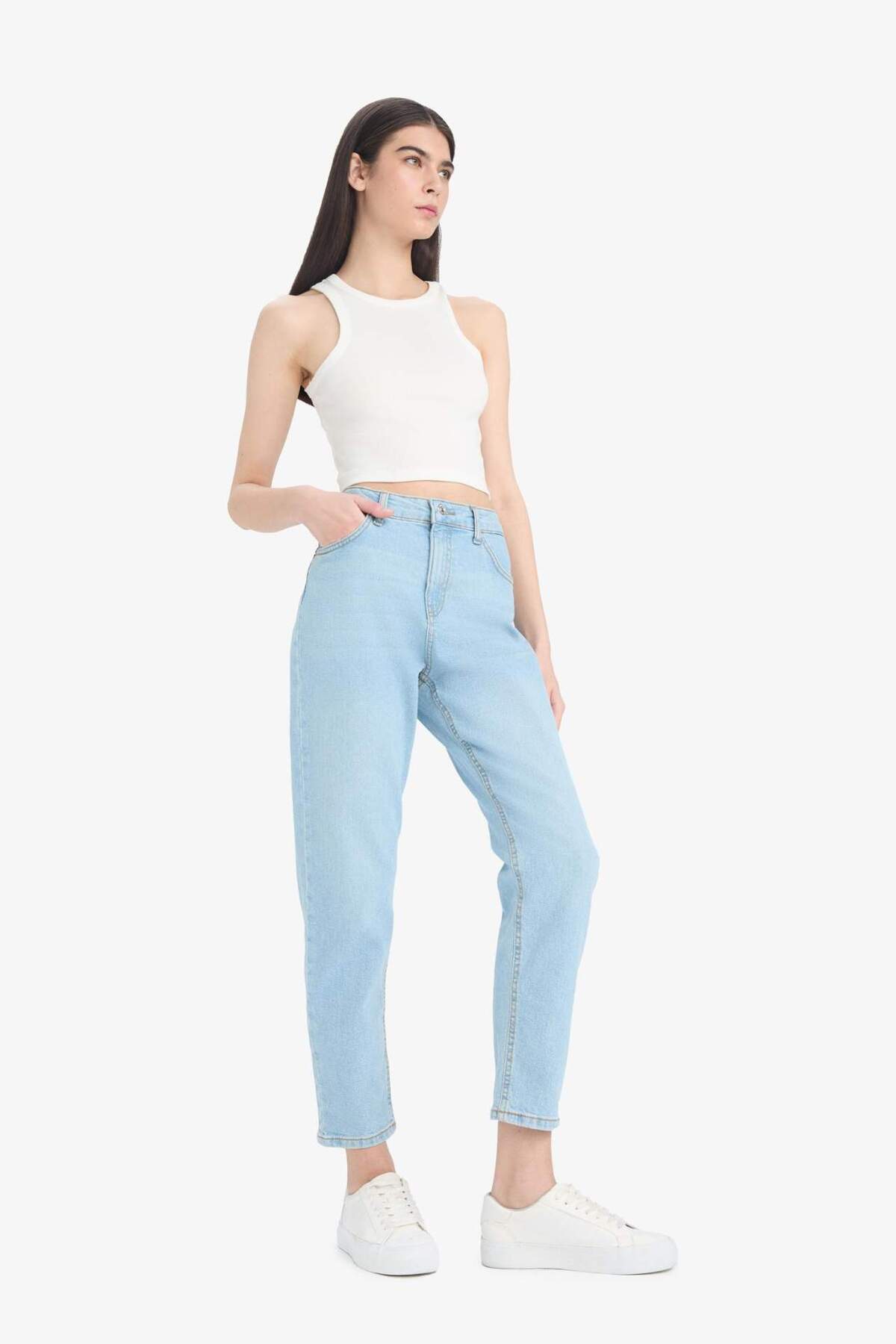 Defacto  Comfort Mom Yüksek Bel Kısa Paça Jean Pantolon E1677AX25SM - Görsel 2
