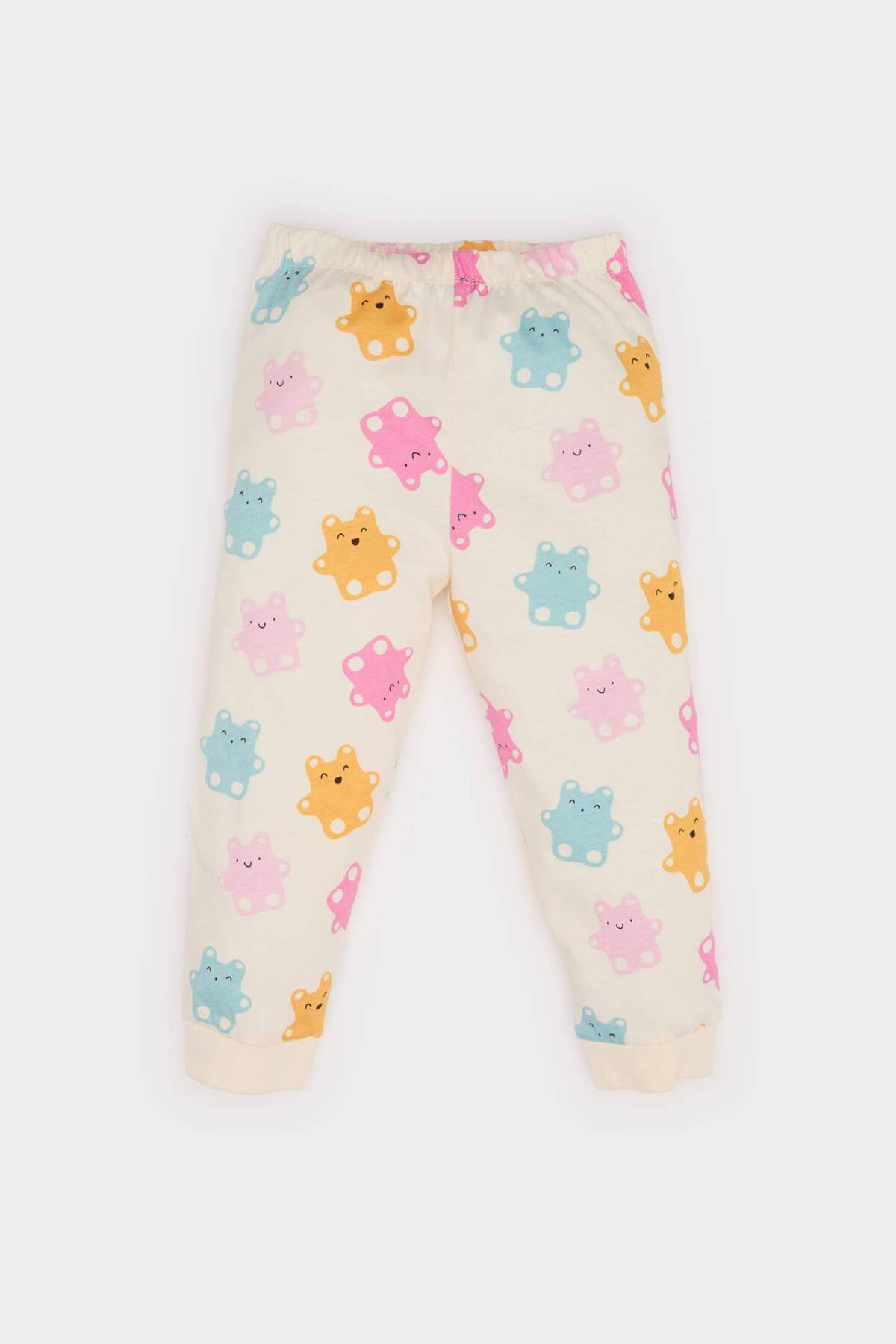 Defacto %100 Pamuklu Ayı Baskılı Pijama Takımı Kız Bebek E9602A525SP fotoğrafı 2 (önizleme)