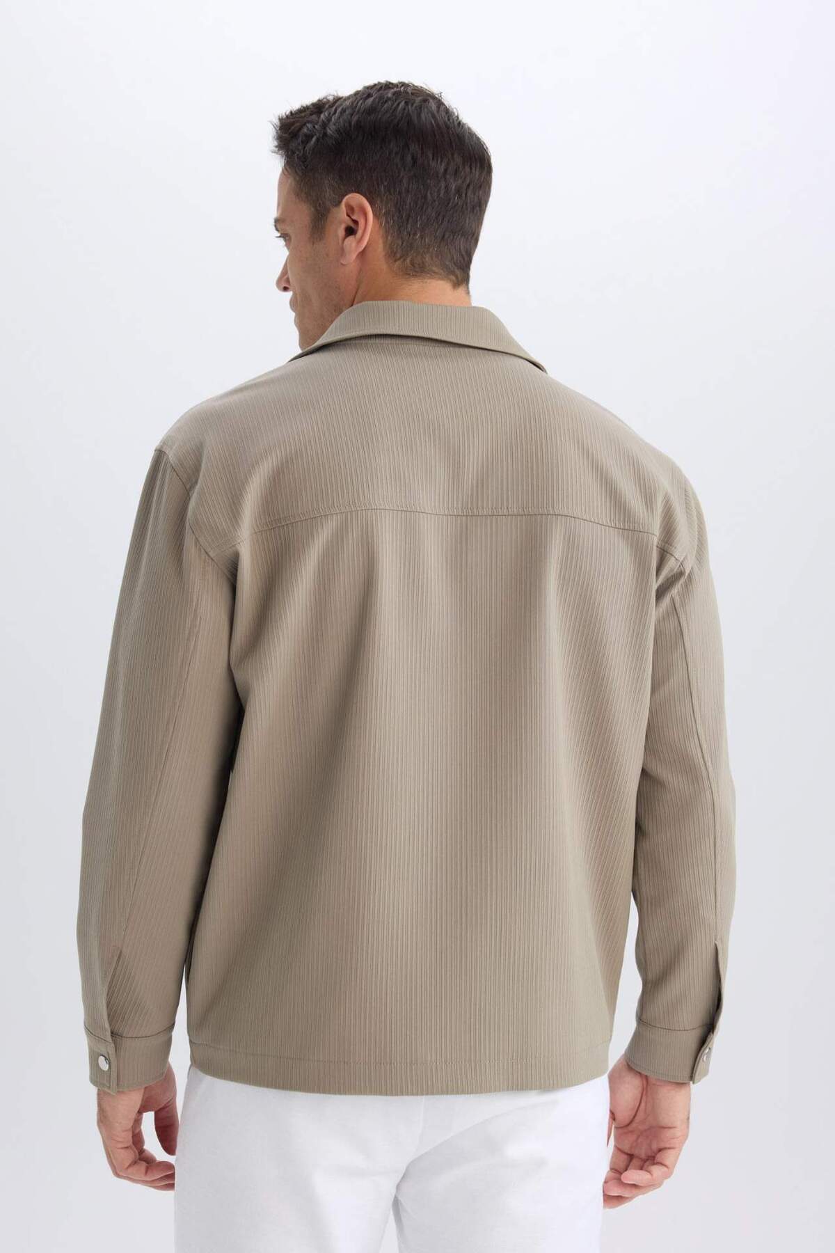 Defacto  Relax Fit Polo Yaka Çıtçıtlı Cepli Gömlek Ceket D7281AX25SP - Görsel 8