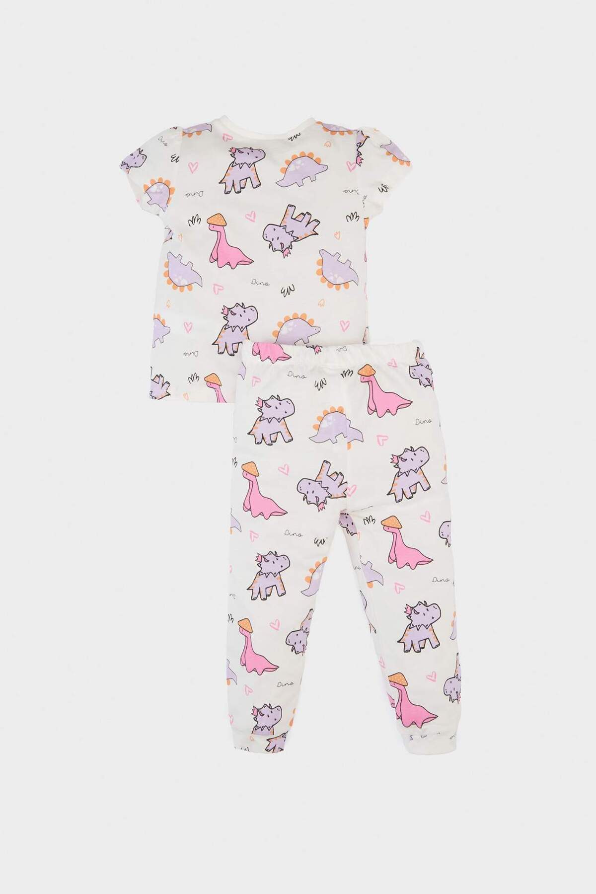 Defacto %100 Pamuklu Dinozor Baskılı Pijama Takımı Kız Bebek E1547A525SM fotoğrafı 6 (önizleme)