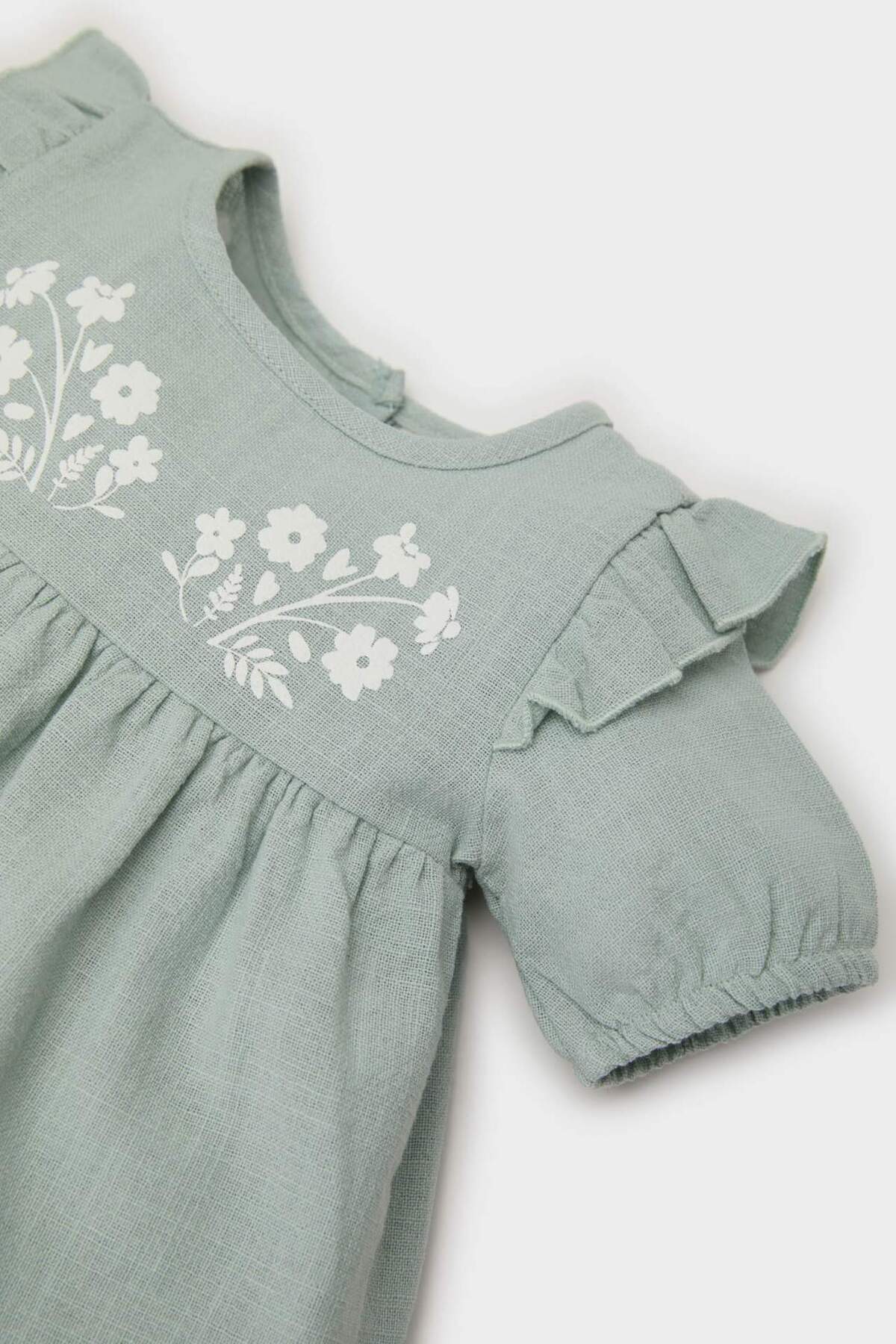 Defacto Kısa Kollu Flamlı Poplin Elbise Kız Bebek E5815A525SP fotoğrafı 2 (önizleme)