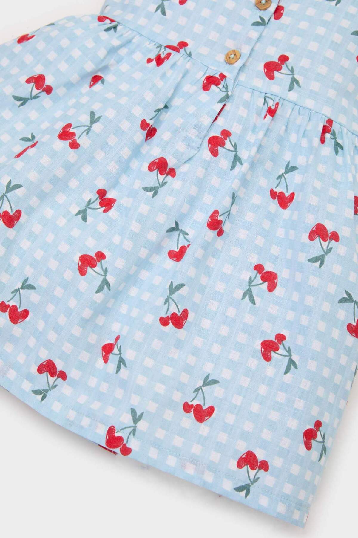 Defacto Desenli Kısa Kollu Flamlı Poplin Yazlık Elbise Kız Bebek E0645A525SM fotoğrafı 5 (önizleme)