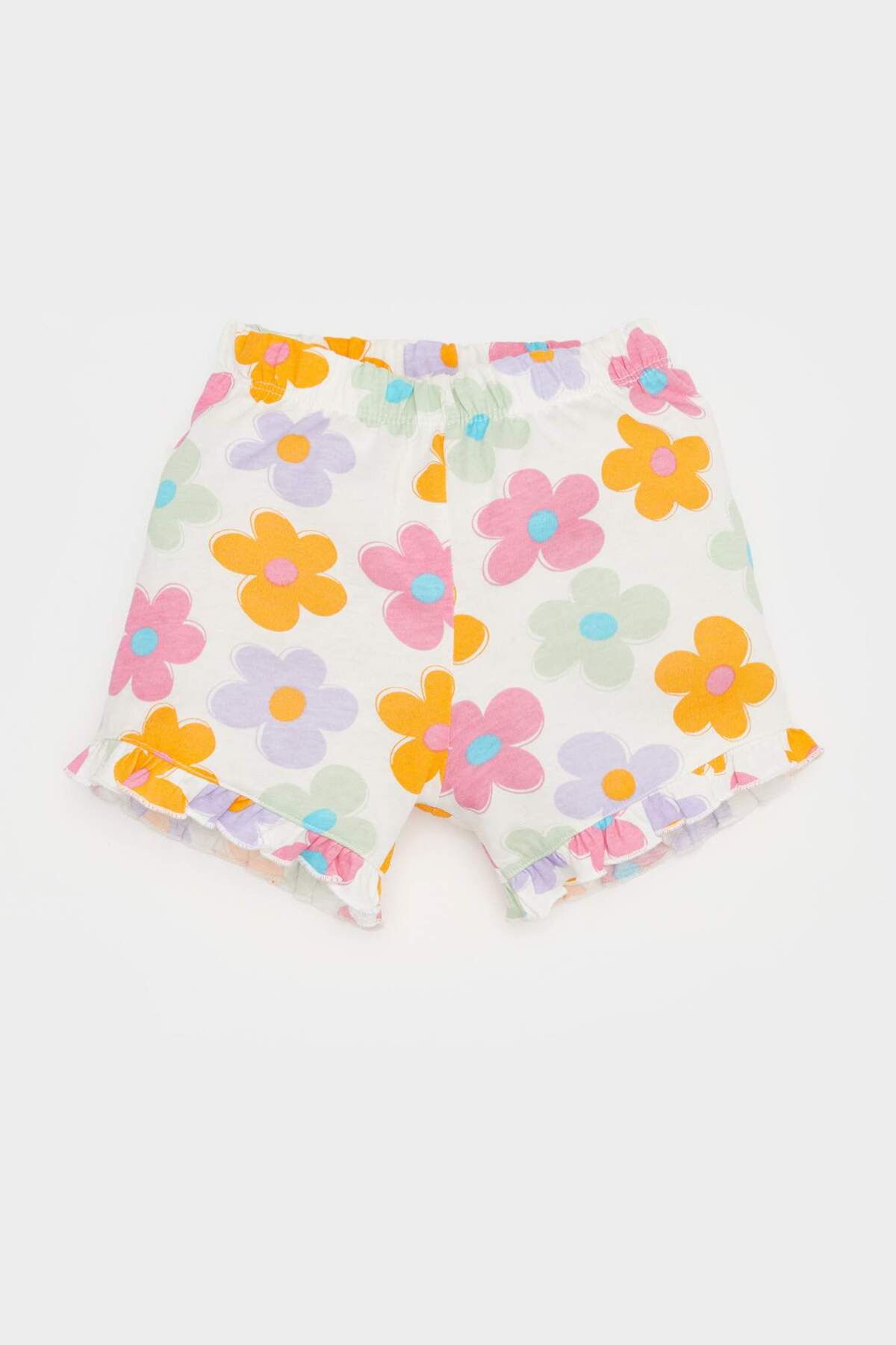 Defacto 2li Takım Baskılı Kısa Kollu Tişört Çiçekli Şort Kız Bebek E0684A525SM fotoğrafı 2 (önizleme)