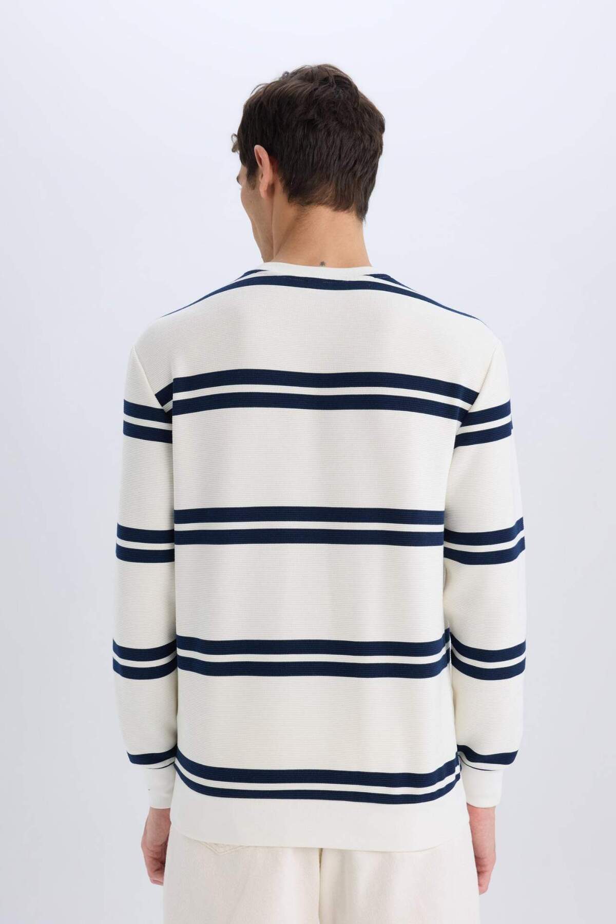 Defacto  Regular Fit Bisiklet Yaka Dokulu Sweatshirt D7595AX25SP - Görsel 6