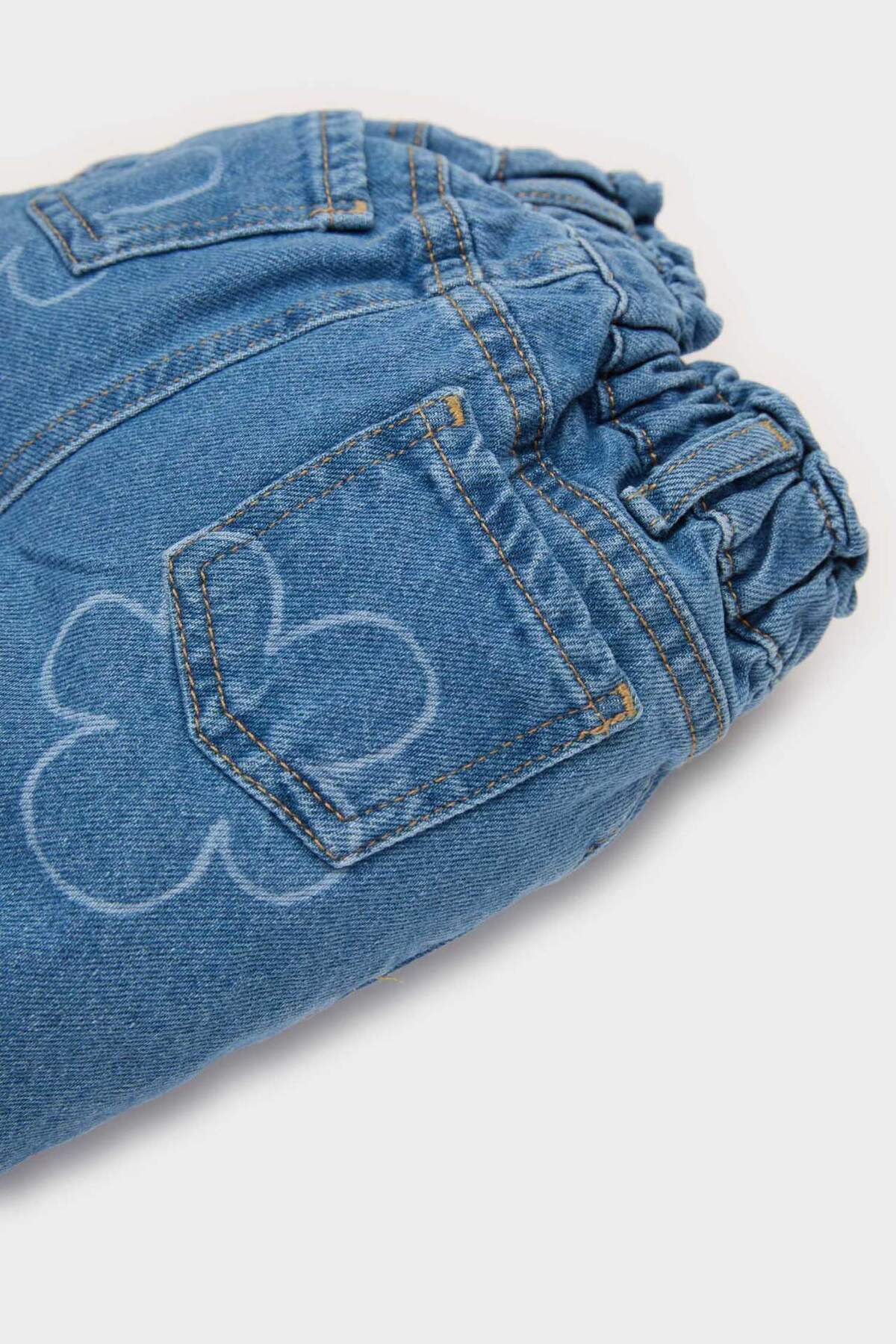 Defacto Paperbag Çiçekli Jean Pantolon Kız Bebek E7830A525SP fotoğrafı 4 (önizleme)