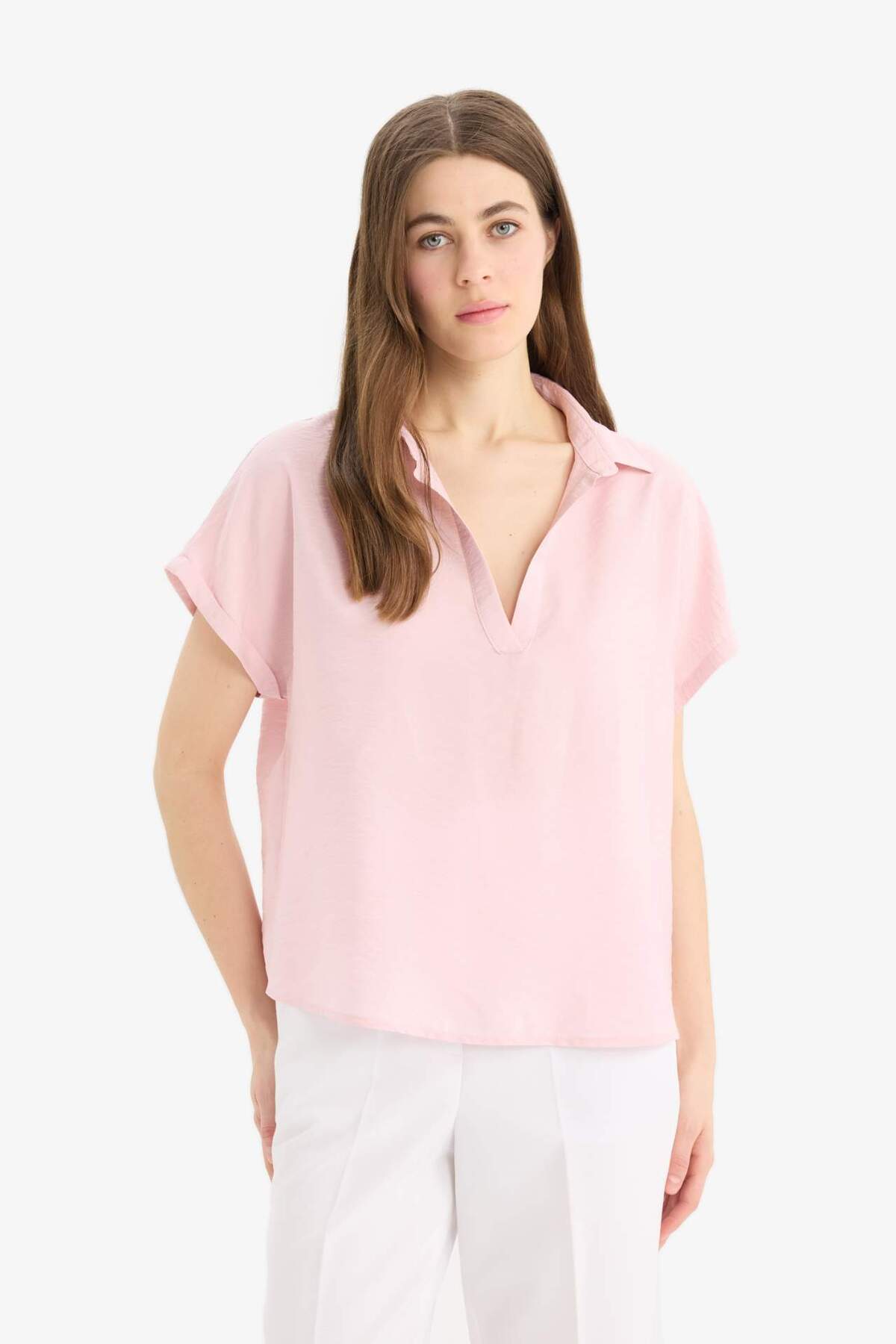 Defacto  Comfort Fit Gömlek Yaka Basıc Bluz E5989AX25SP - Görsel 3