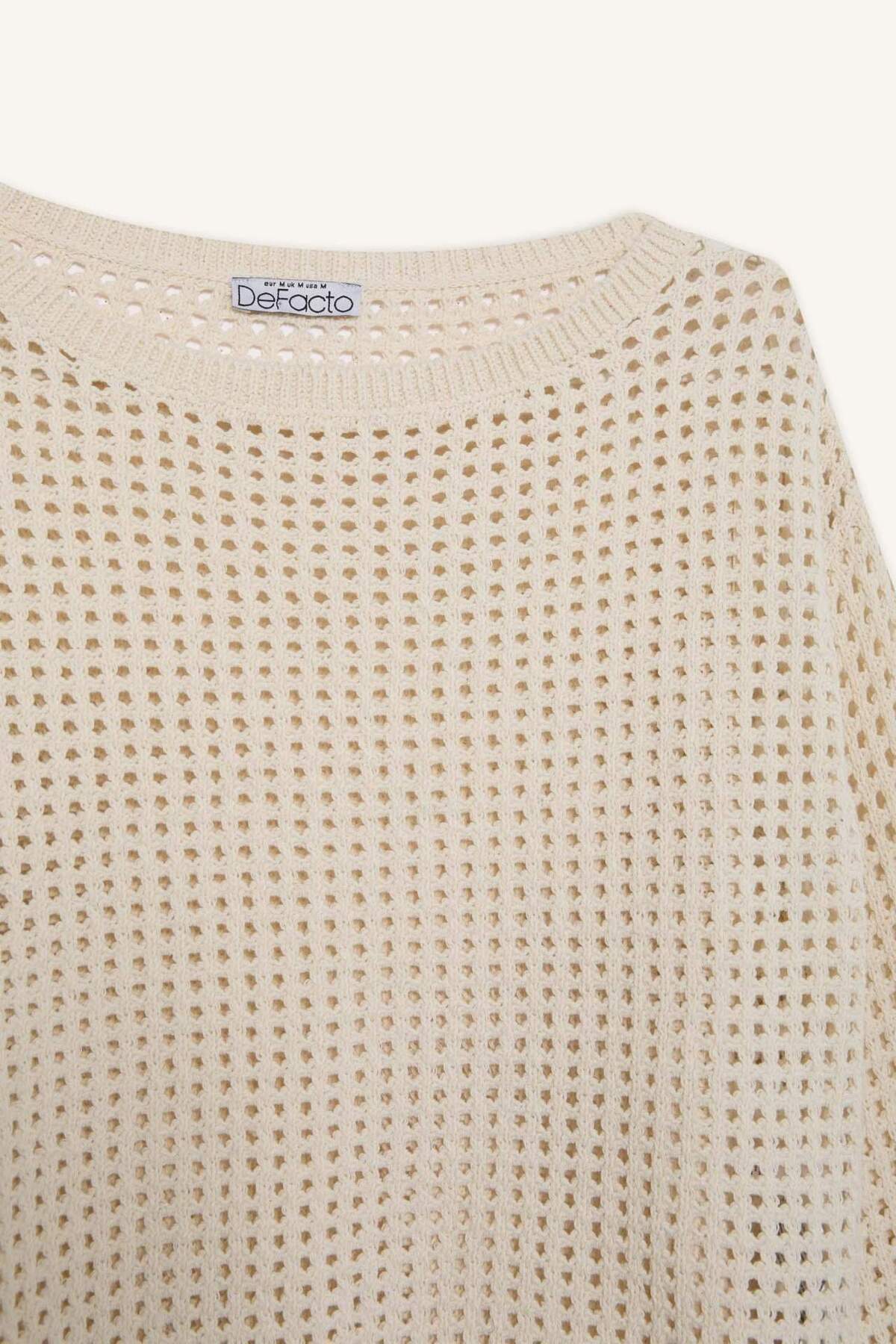 Defacto  Regular Fit Bisiklet Yaka Kroşe Triko Kazak T4513AZ25SP - Görsel 8