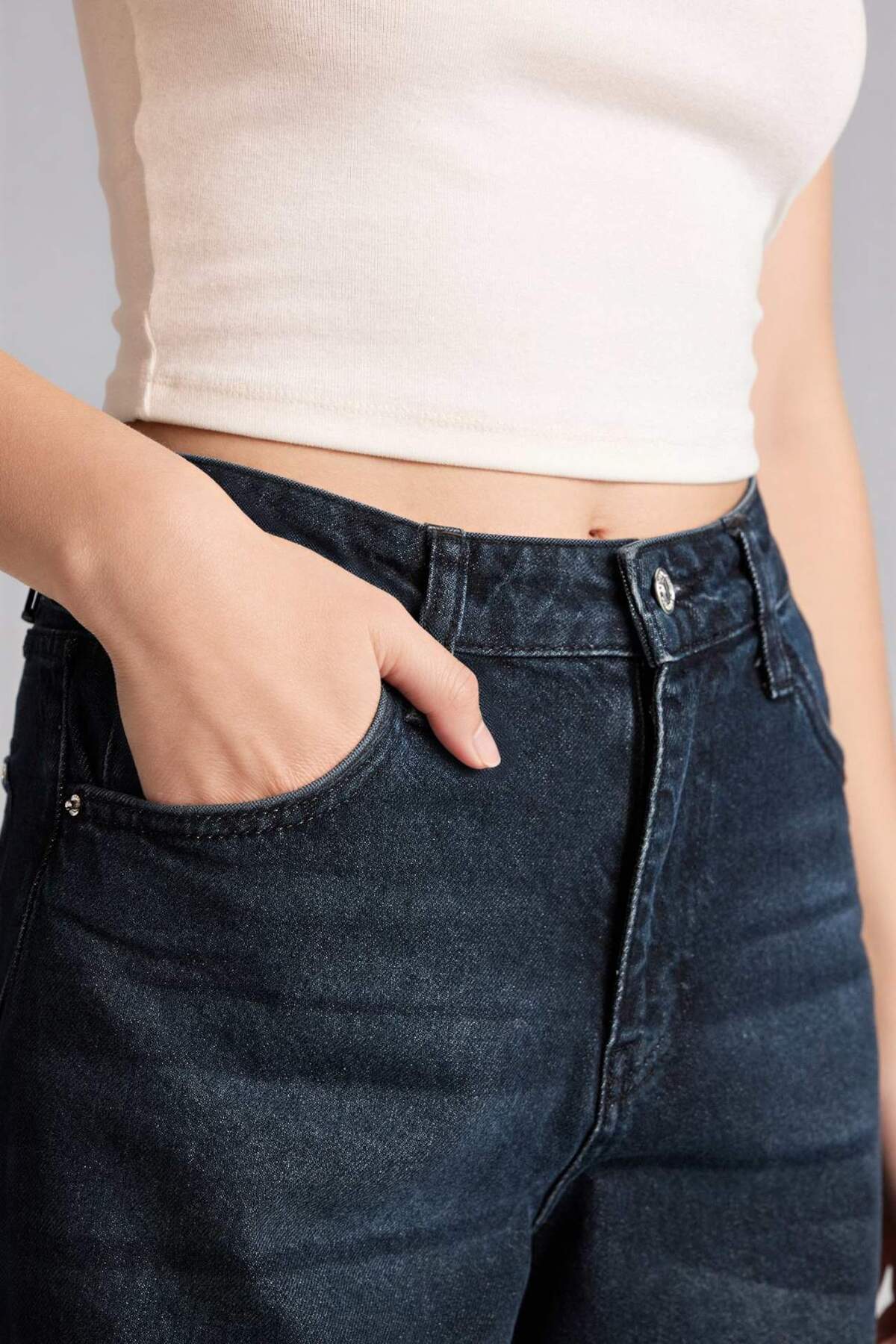 Defacto  Baggy Fıt Yüksek Bel Uzun Jean Pantolon E4662AX25SP - Görsel 4