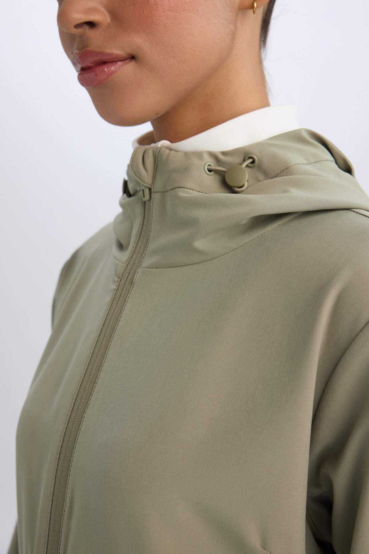 Defacto  Su İtici Regular Fit Kapüşonlu Fermuarlı Cepli Esnek Dokulu Mevsimlik Baharlık Mont D6084AX25SP - Görsel 5