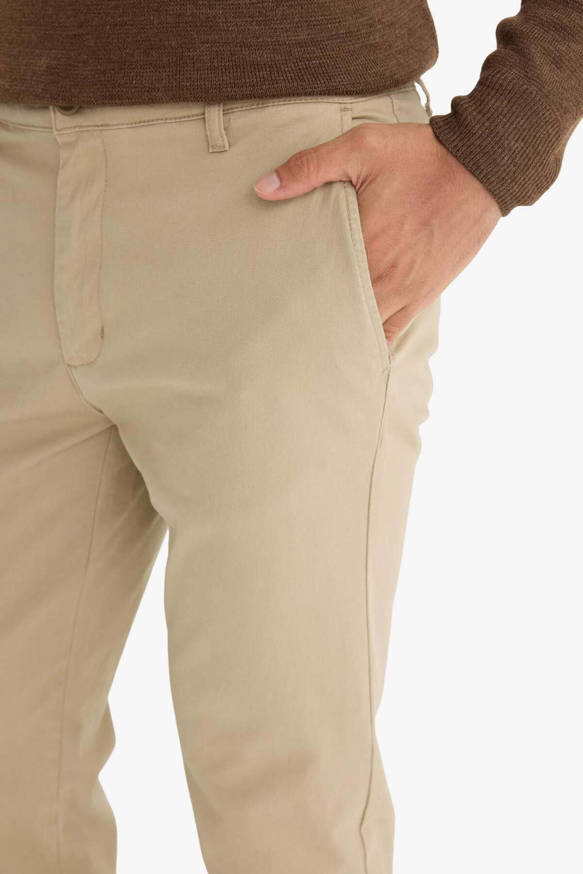 Defacto  Regular Fit Normal Kesim Yazlık Düz Paça Chino Kanvas Pantolon D7349AX25SP - Görsel 6