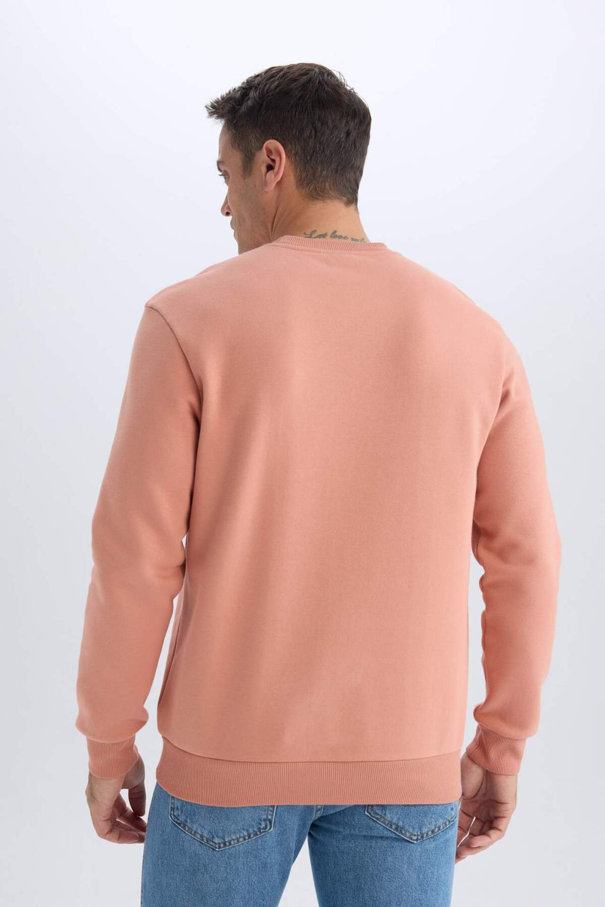 DeFacto Regular Fit Bisiklet Yaka Kalın Basic Düz Sweatshirt T3777AZ25SP görsel 6