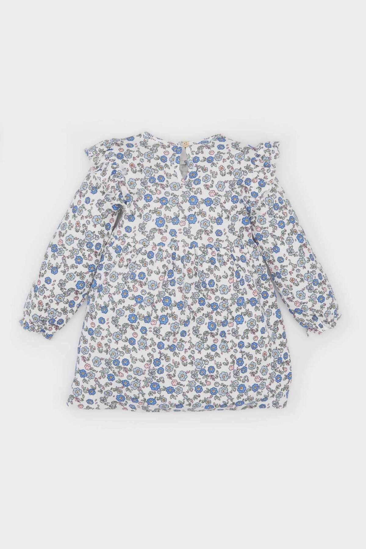 Defacto Çiçekli Uzun Kollu Waffle Elbise Kız Bebek D9387A525SP fotoğrafı 4 (önizleme)