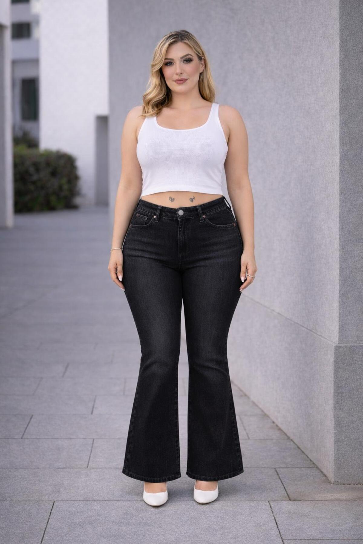 EYLÜLXXL  İSPANYOL PAÇA BÜYÜK BEDEN JEANS PANTOLON - Görsel 2