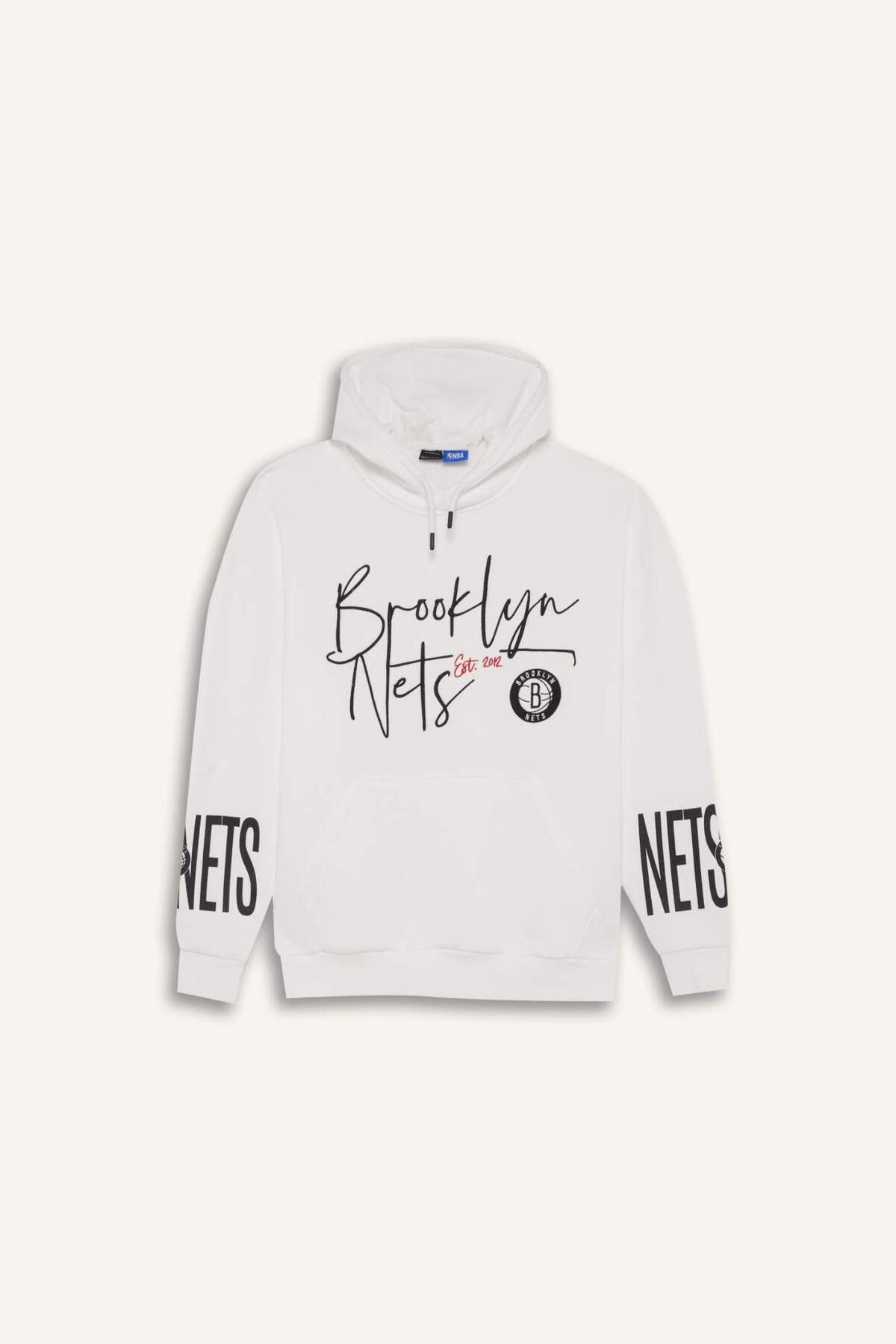 DeFacto NBA Brooklyn Nets Oversize Geniş Kalıp Kapüşonlu Kalın Sweatshirt D8513AX25SP görsel 8