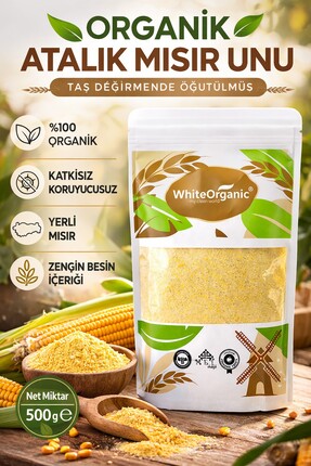White Organic Organik Mısır Unu 500 Gr Atalık Yerli Taş Değirmen