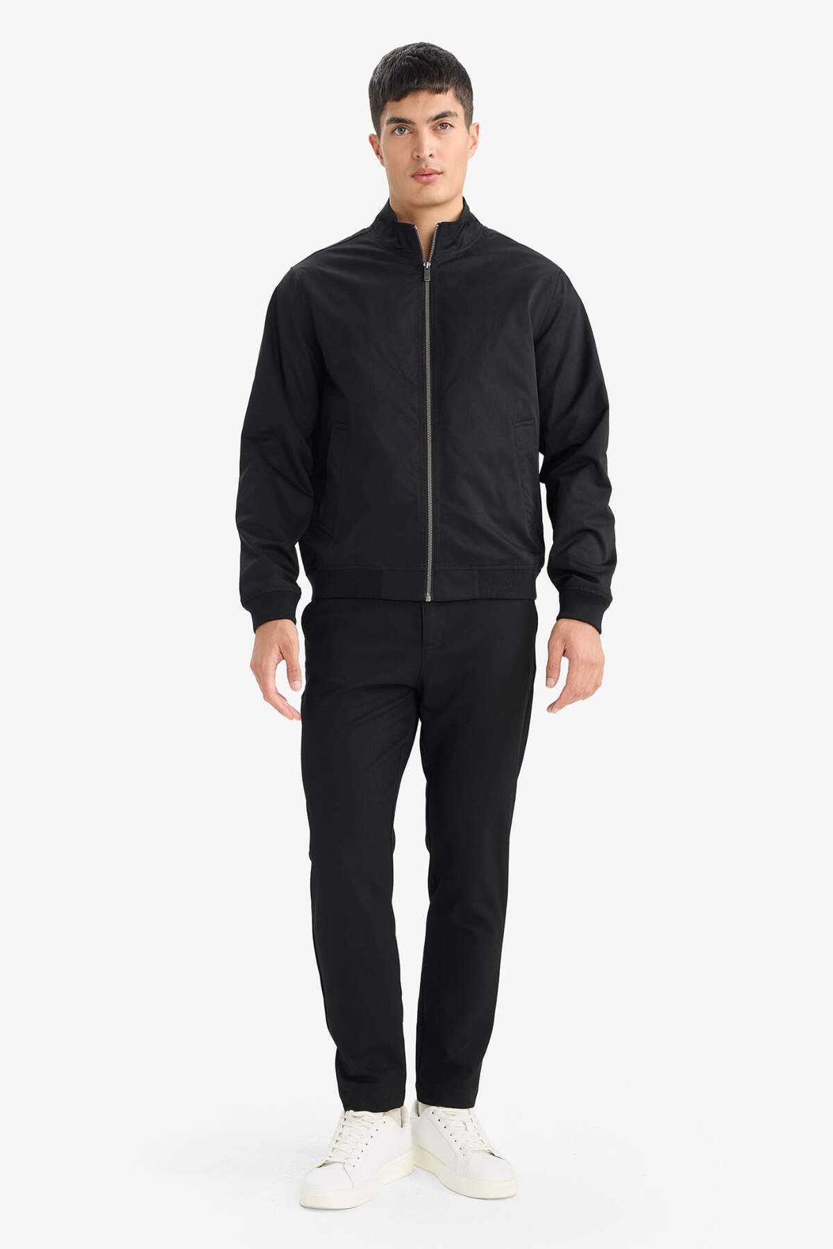 Defacto  Slim Fit Dar Kesim Dik Yaka Astarlı Fermuarlı Cepli Mevsimlik Baharlık Mont D7338AX25SP - Görsel 2