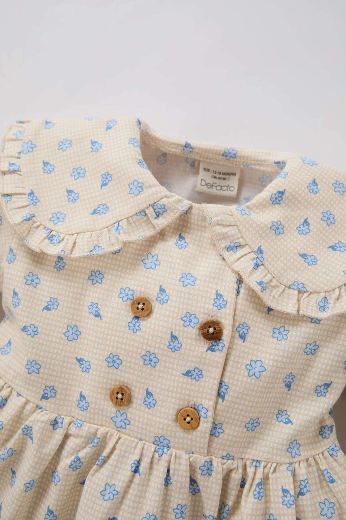 Defacto %100 Pamuklu Çiçekli Elbise Kız Bebek D9568A525SP fotoğrafı 2 (önizleme)