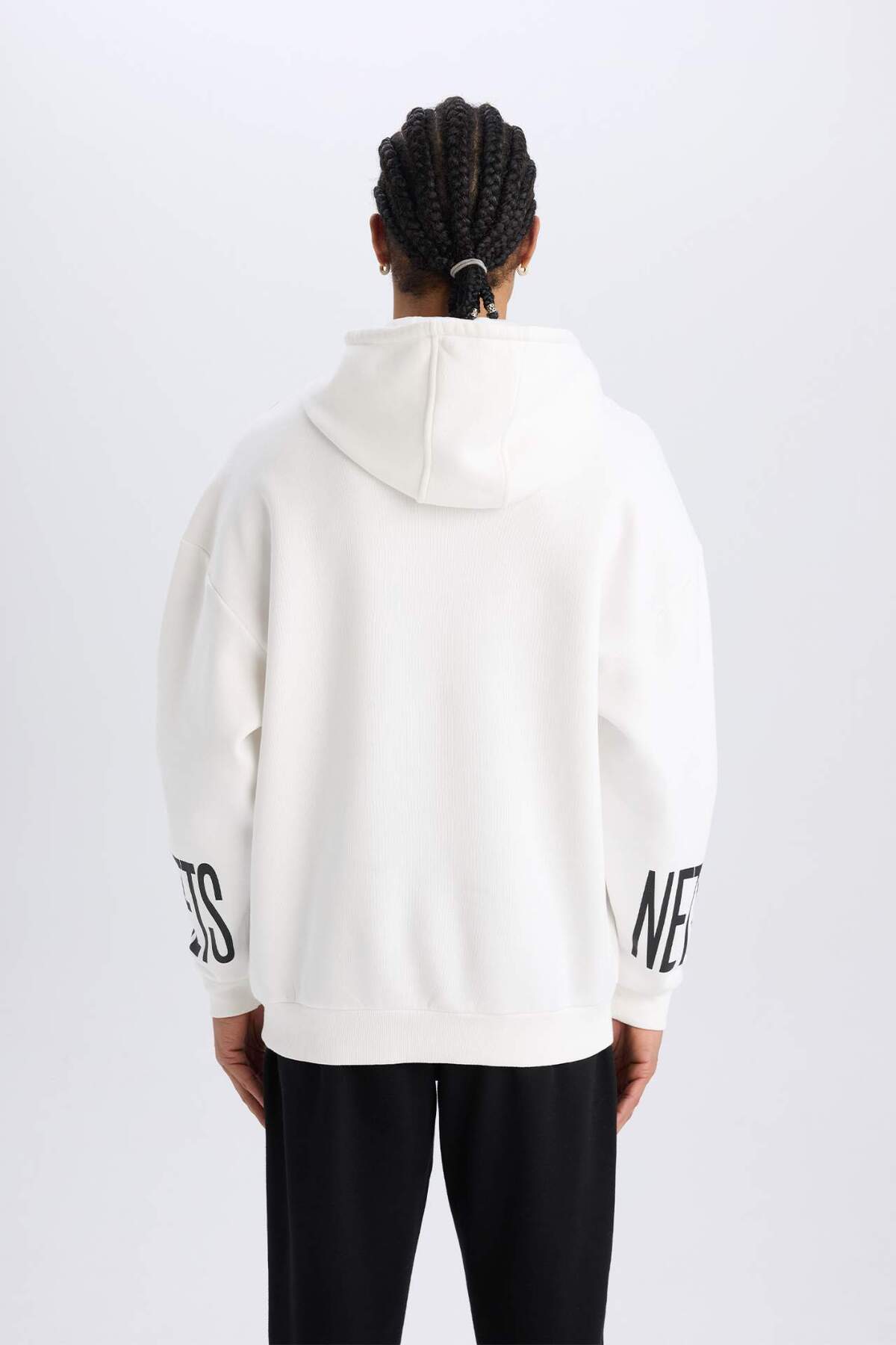 DeFacto NBA Brooklyn Nets Oversize Geniş Kalıp Kapüşonlu Kalın Sweatshirt D8513AX25SP görsel 7