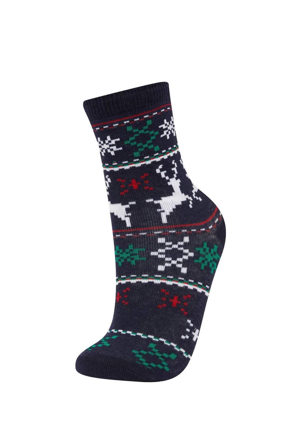 Defacto Yılbaşı Temalı 2'li Pamuklu Uzun Çorap Kız Çocuk Z3921A6NS fotoğrafı 3 (önizleme)