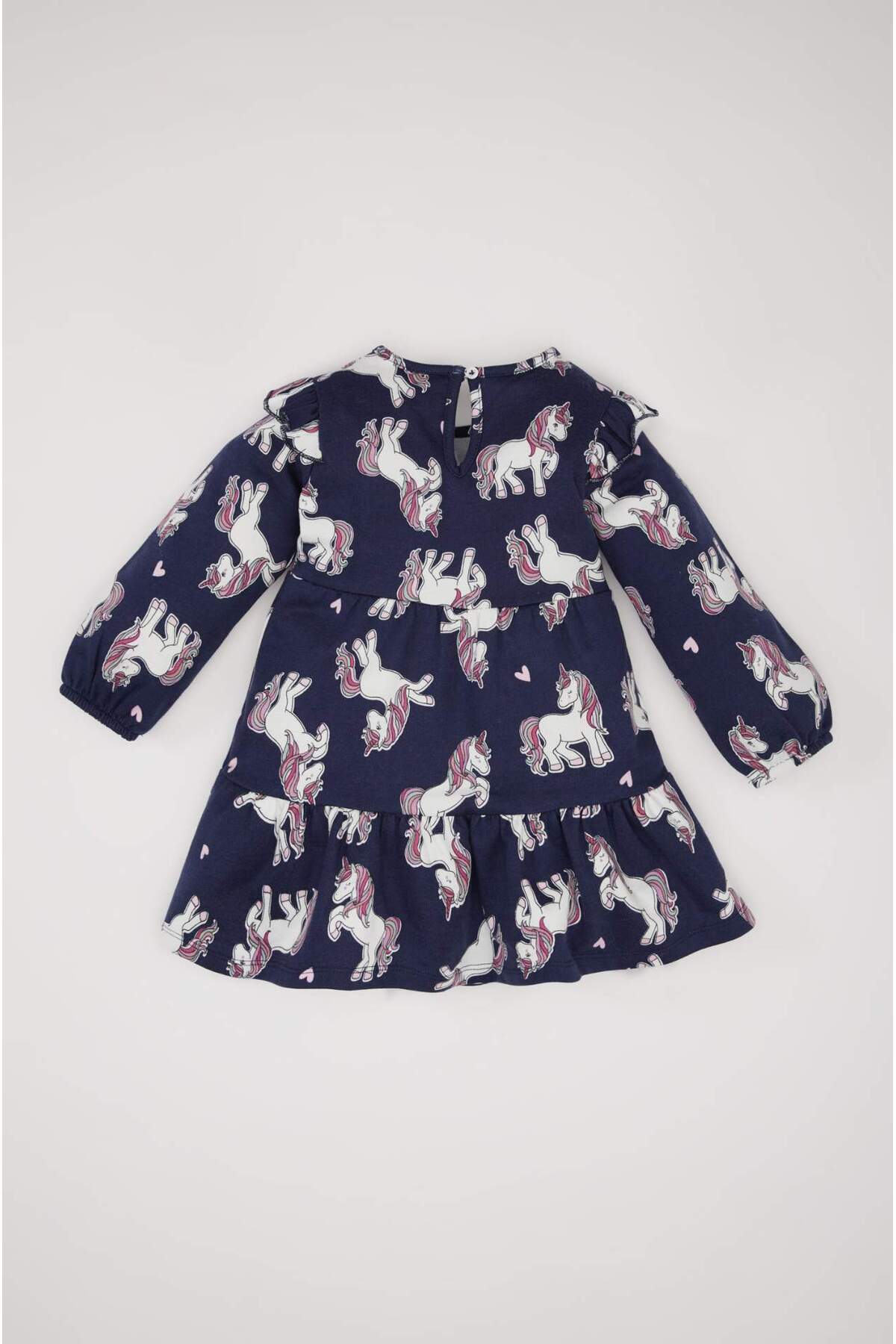 Defacto Unicorn Baskılı Uzun Kollu Sweat Elbise Kız Bebek D5632A524WN fotoğrafı 4 (önizleme)