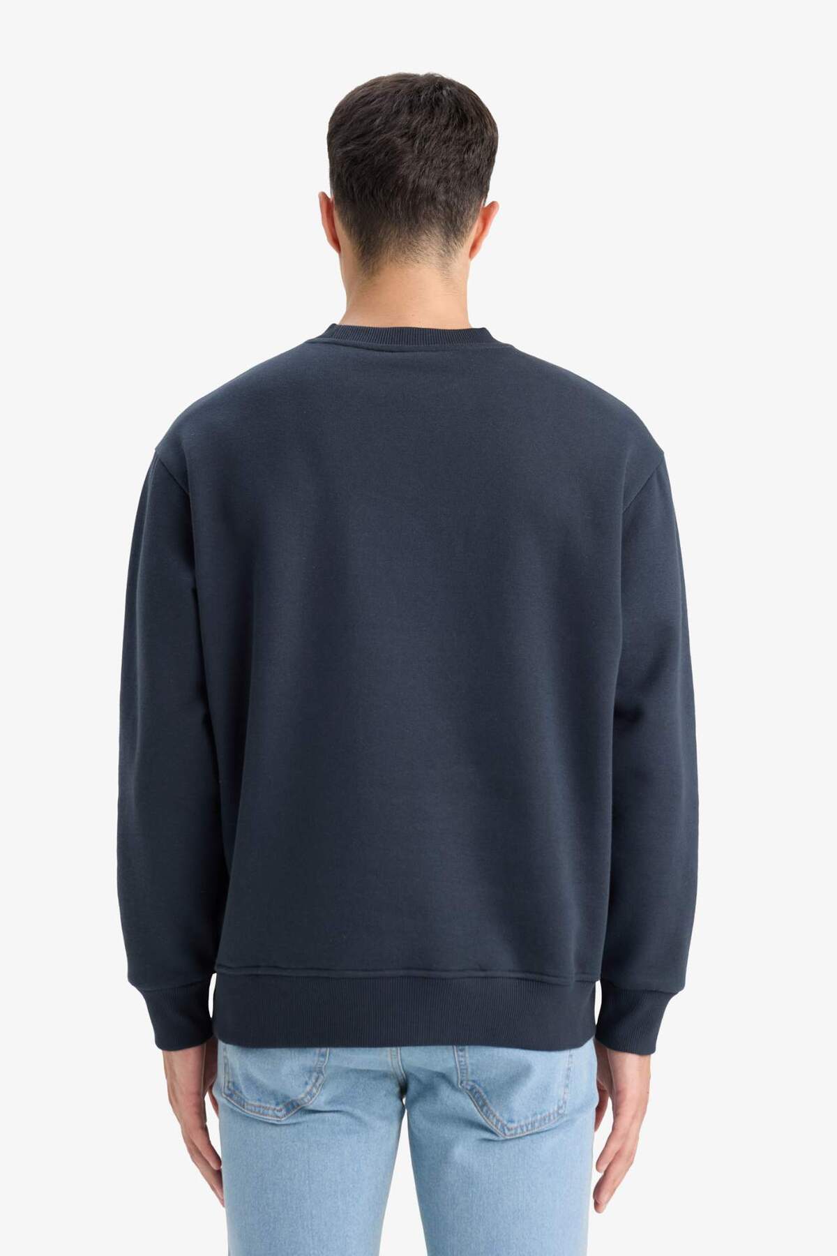 Defacto  Relax Fit Bisiklet Yaka Kalın İçi Yumuşak Tüylü Basic Düz Sweatshirt T5139AZ24AU - Görsel 6