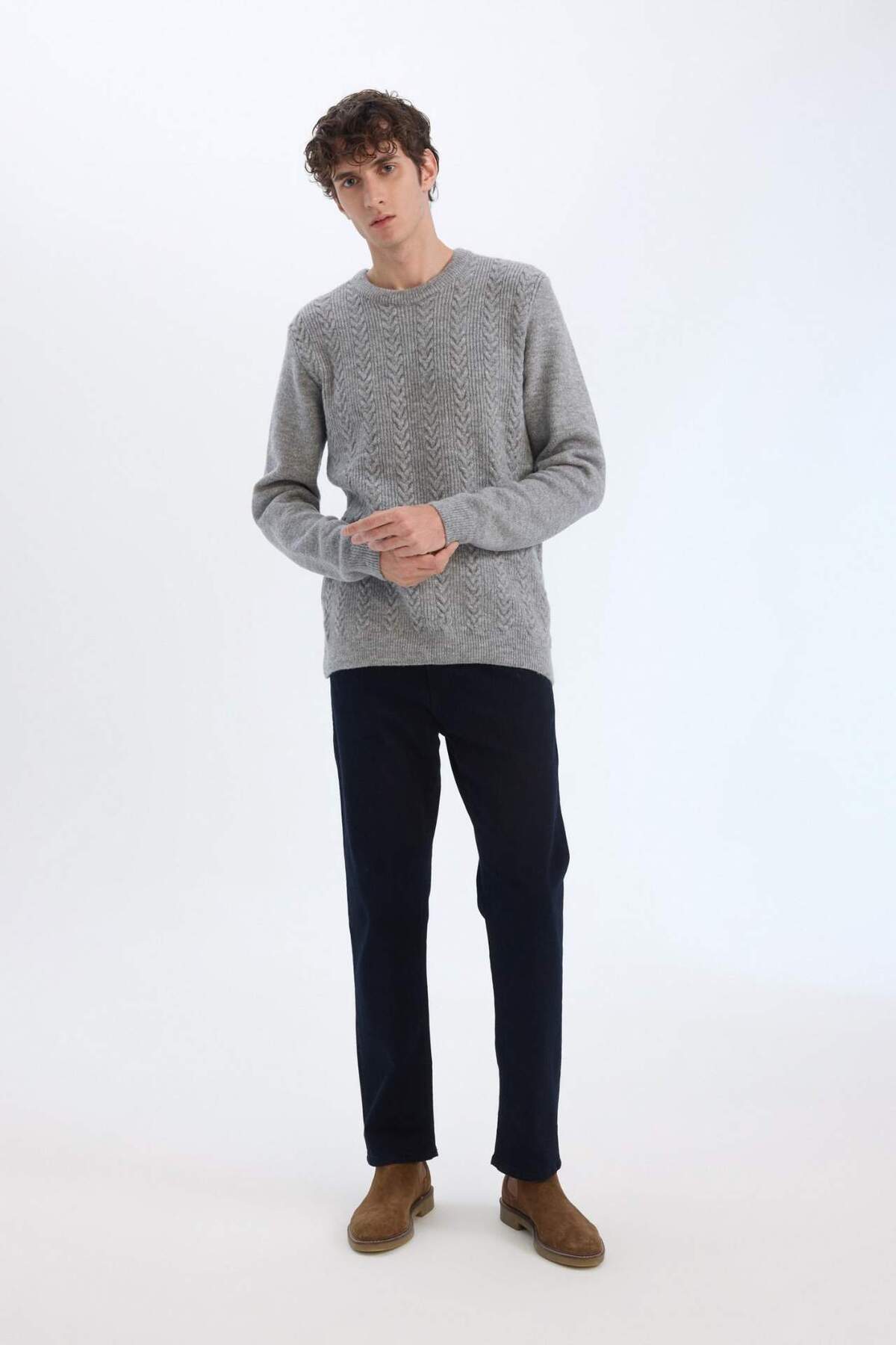 ژاکت بافتنی استاندارد Fit Crew E1007AX24WN — خاکستری — تصویر 2 از 6