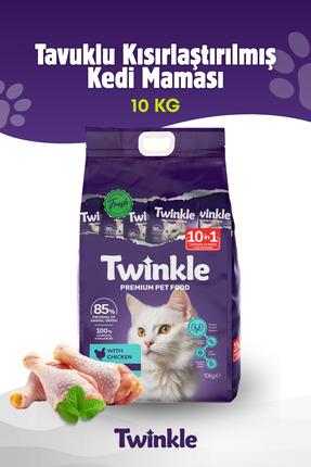 Twinkle Tavuklu Kısırlaştırılmış Kedi Maması 10 Kg – Yetişkin Kediler İçin De...