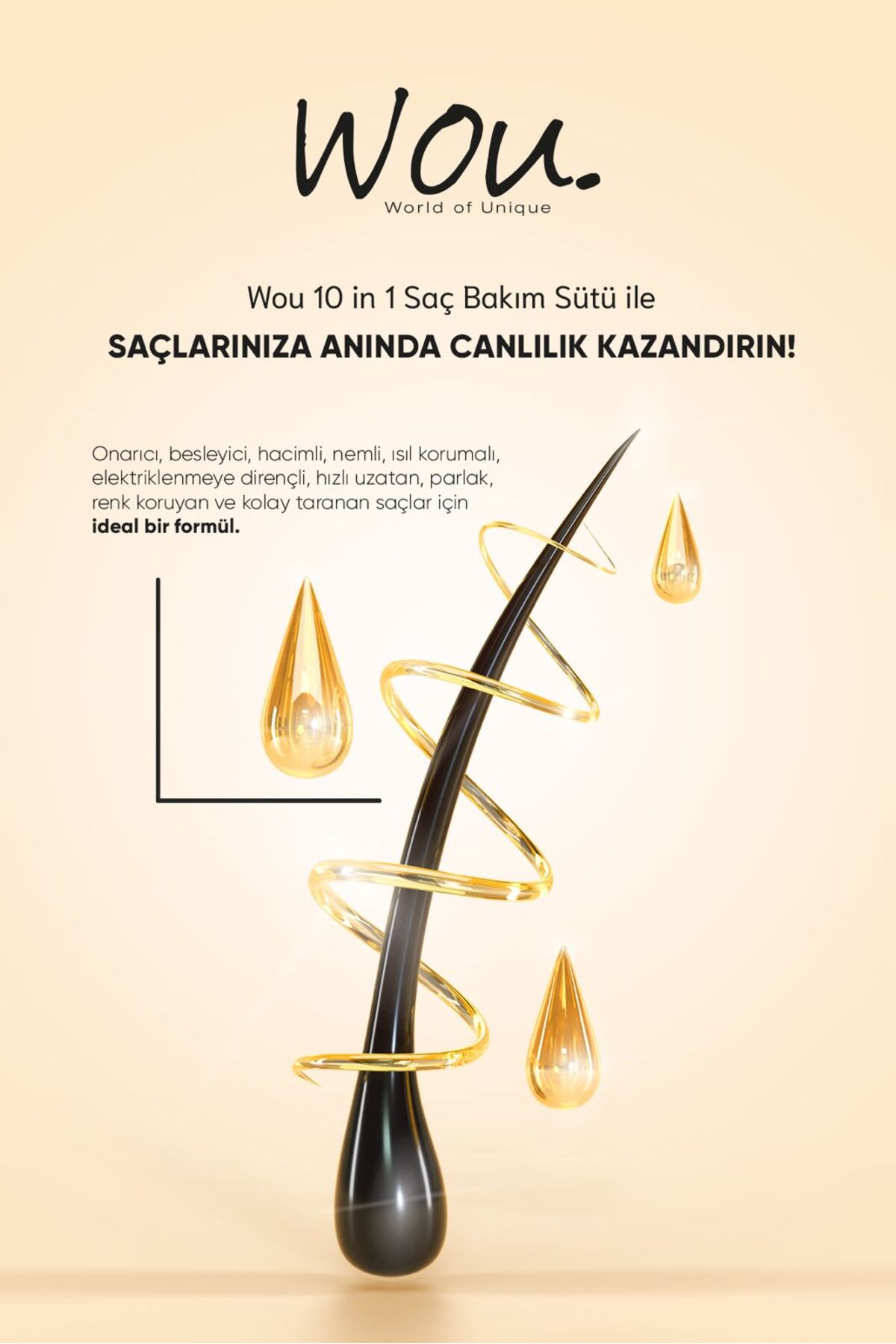 Wou Saç Bakım Sütü 150ml — WOUKERATİNMİLK — تصویر 4 از 6