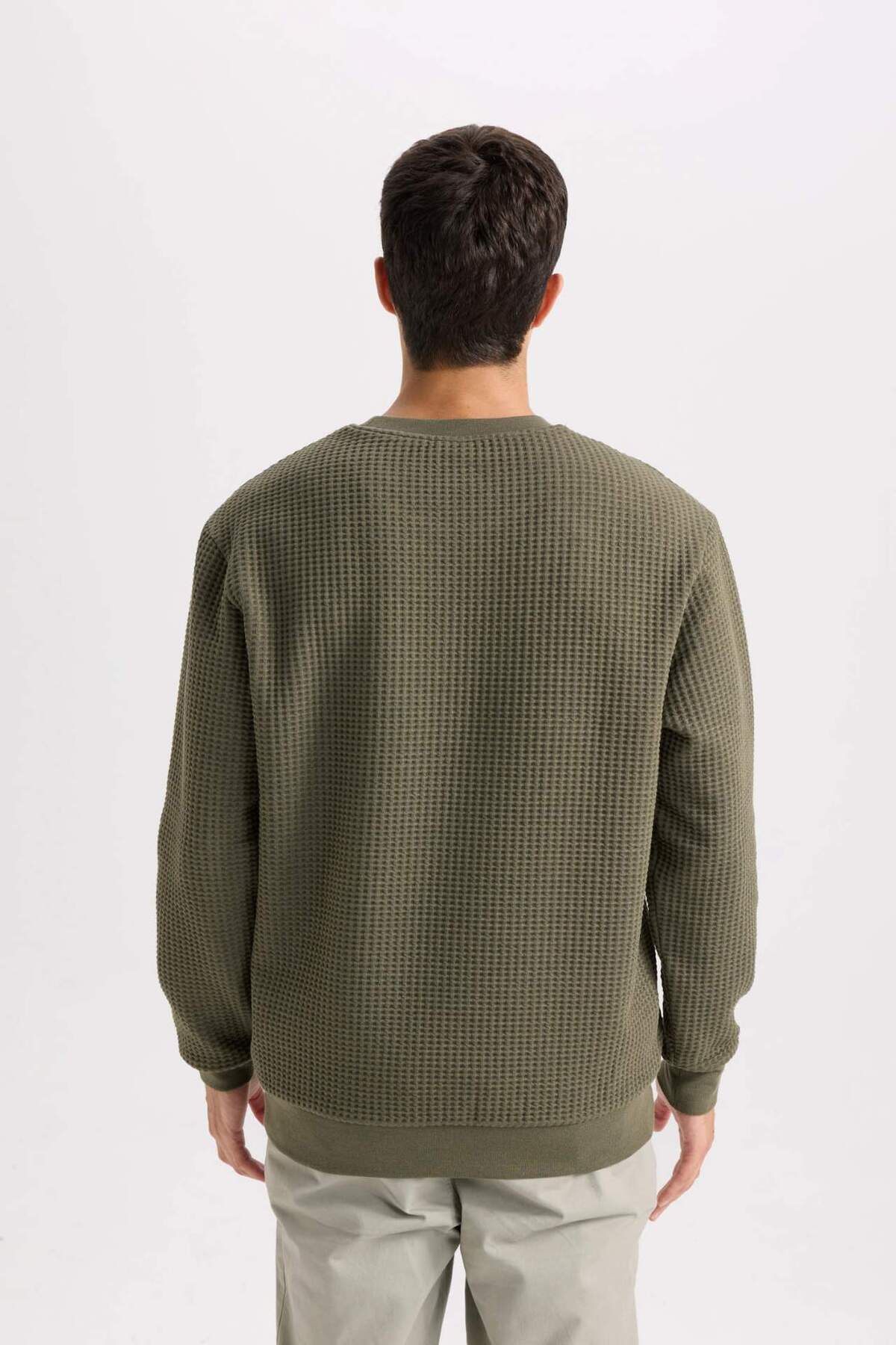 سویشرت Regular Fit Crew Neck Jacquard D5392AX24AU — خاکی — تصویر 6 از 6