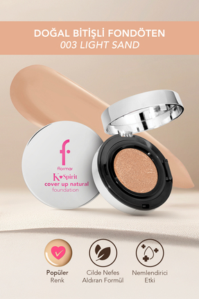 Flormar K-Spirit Cover Up Yoğun Kapatıcı Pürüzsüz Doğal Bitişli Cushion Fondö...