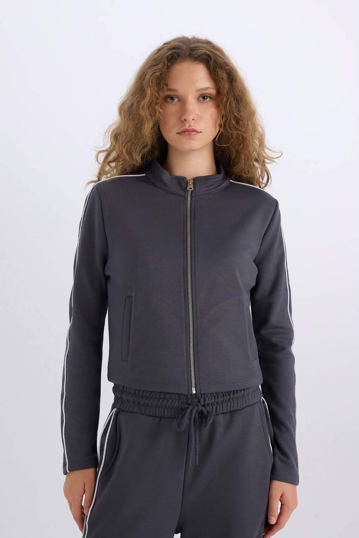 Defacto  Fitted Yarım Balıkçı Yaka Modal Fermuarlı Hırka D6670AX24WN - Görsel 4