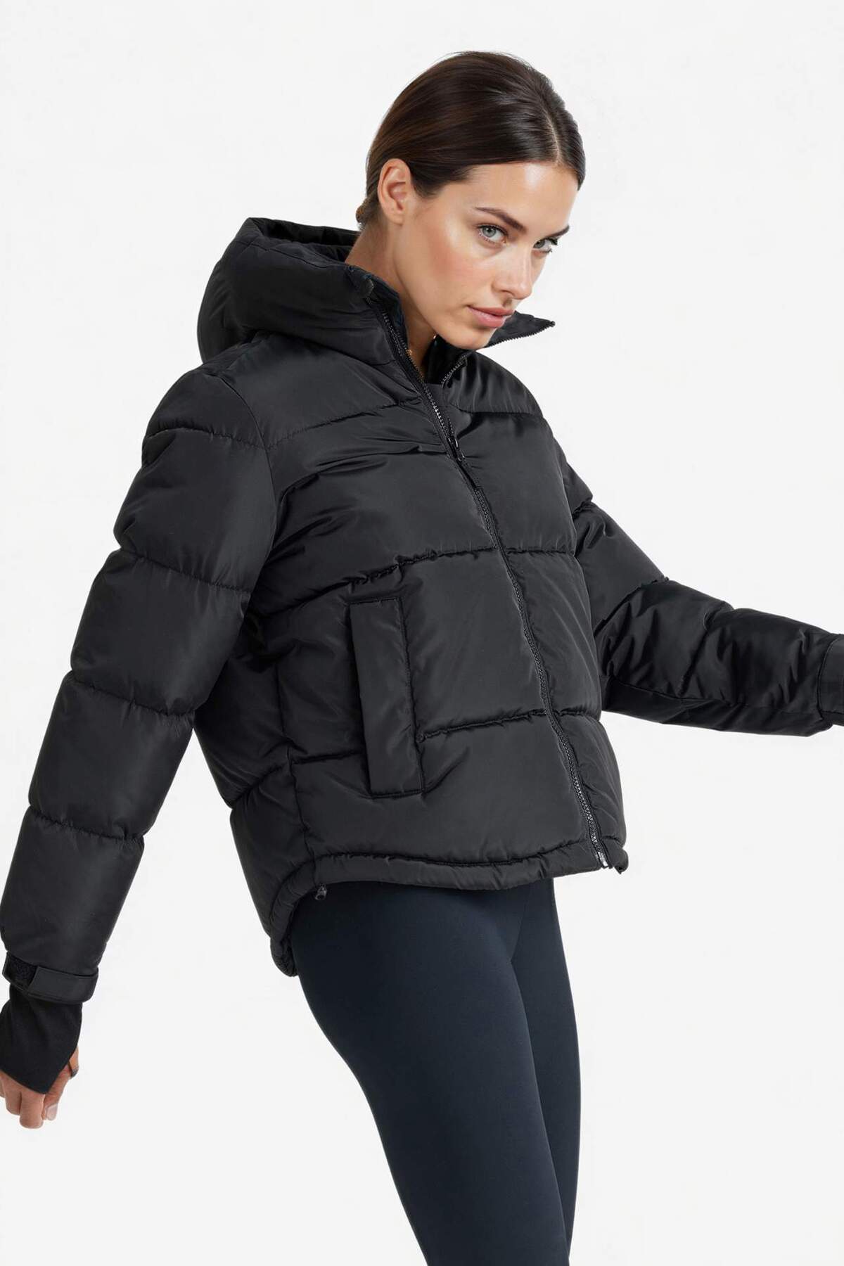 Defacto  Su İtici Regular Fit Dik Yaka Fermuarlı El Geçmeli Cepli Şişme Mont Z1438AZ24WN - Görsel 2