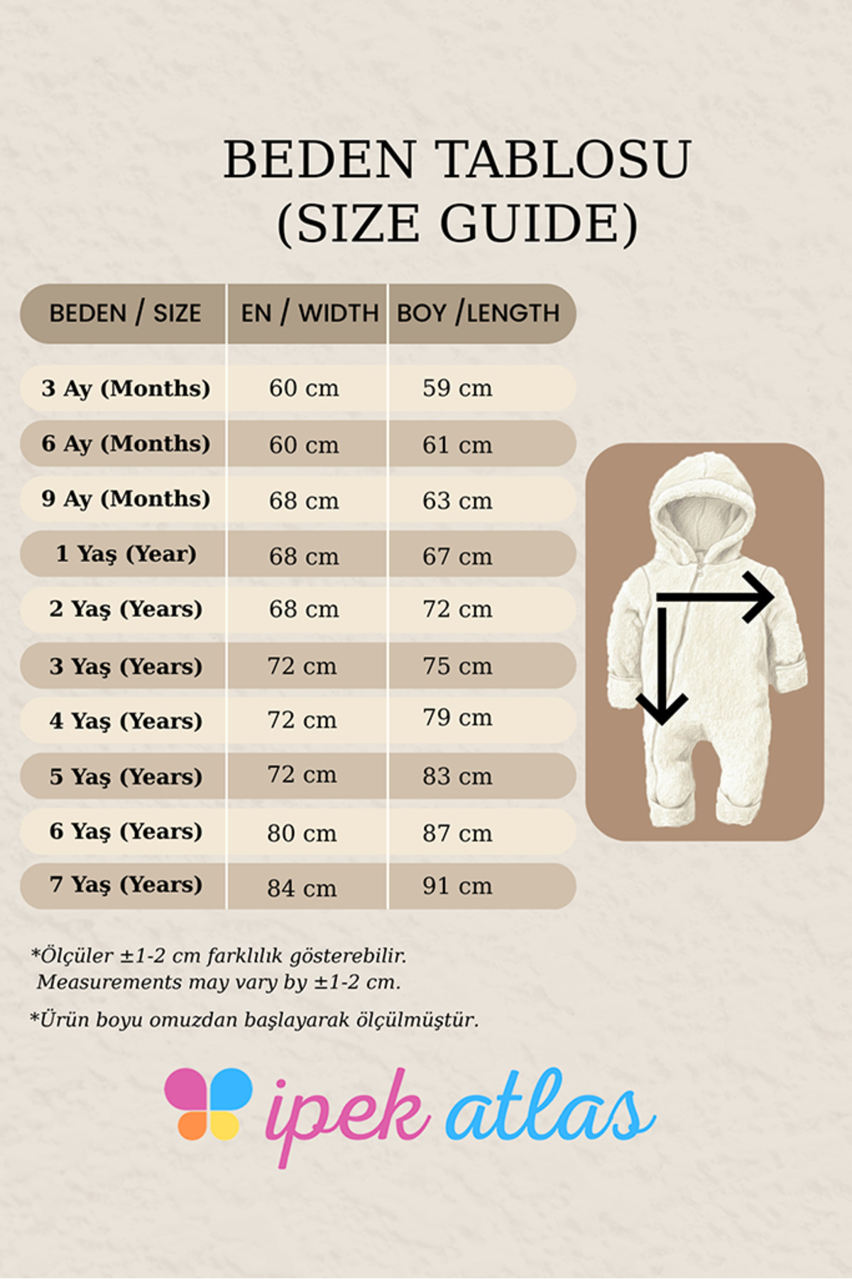 ipek atlas Kız Erkek Bebek Ve Çocuk Kışlık Patikli Eldivenli Ayıcık Tulum fotoğrafı 6 (önizleme)