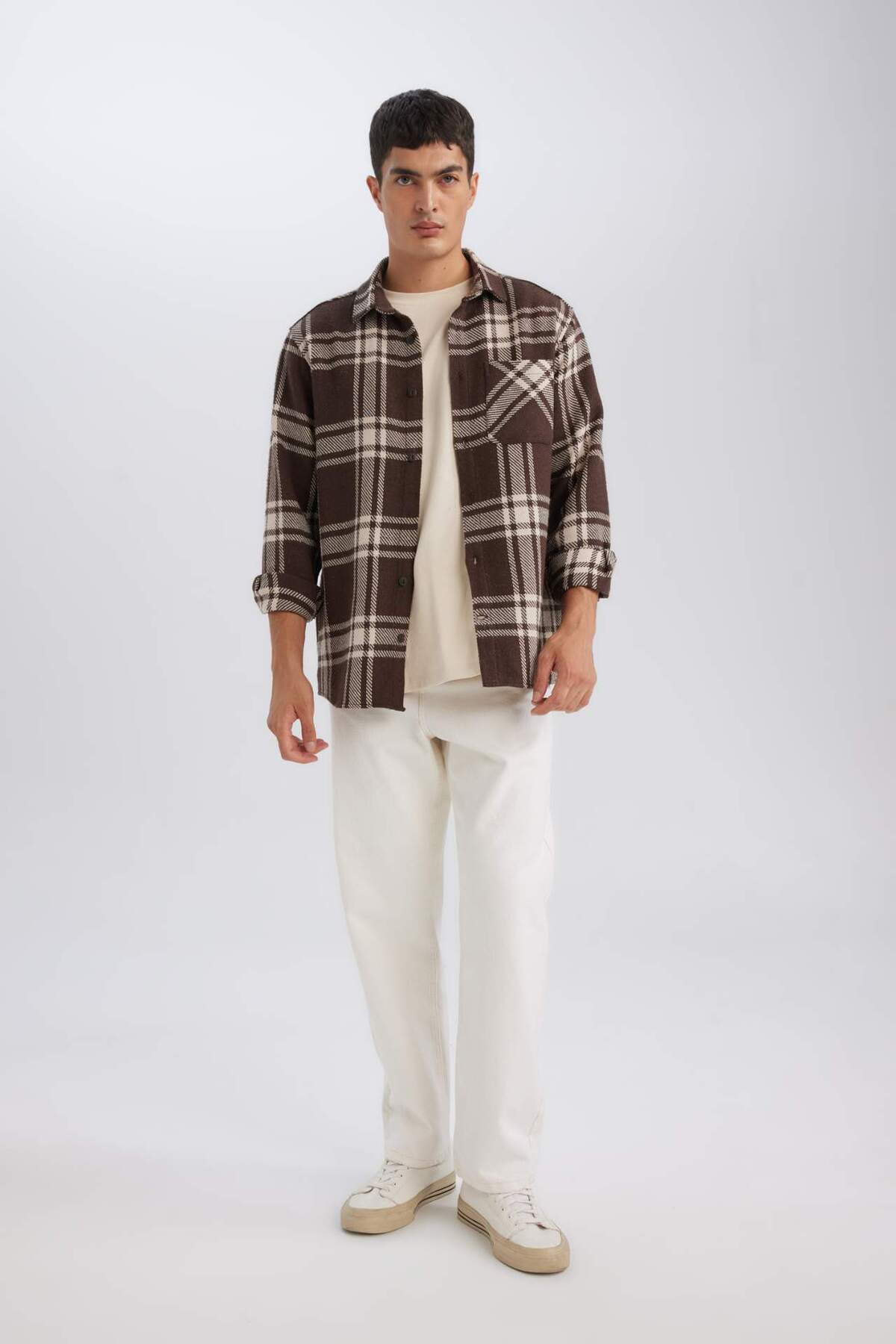 DeFacto Regular Fit Kareli Oduncu Flanel Uzun Kollu Gömlek D4132AX24WN görsel 2