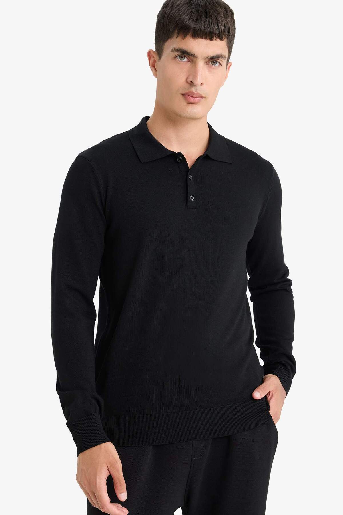 DeFacto Standart Fit Polo Yaka Premium Düğmeli Triko Kazak D0454AX24AU