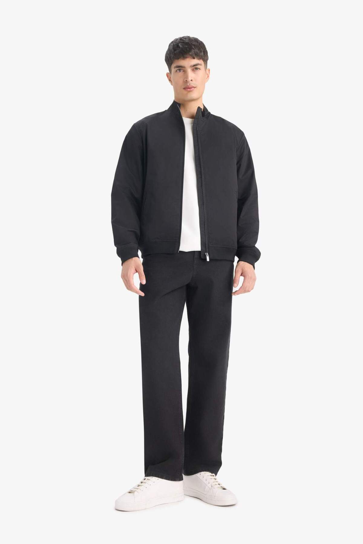 Defacto  Slim Fit Dar Kesim Dik Yaka Astarlı Fermuarlı Cepli Mevsimlik Baharlık Mont D1238AX24WN - Görsel 2