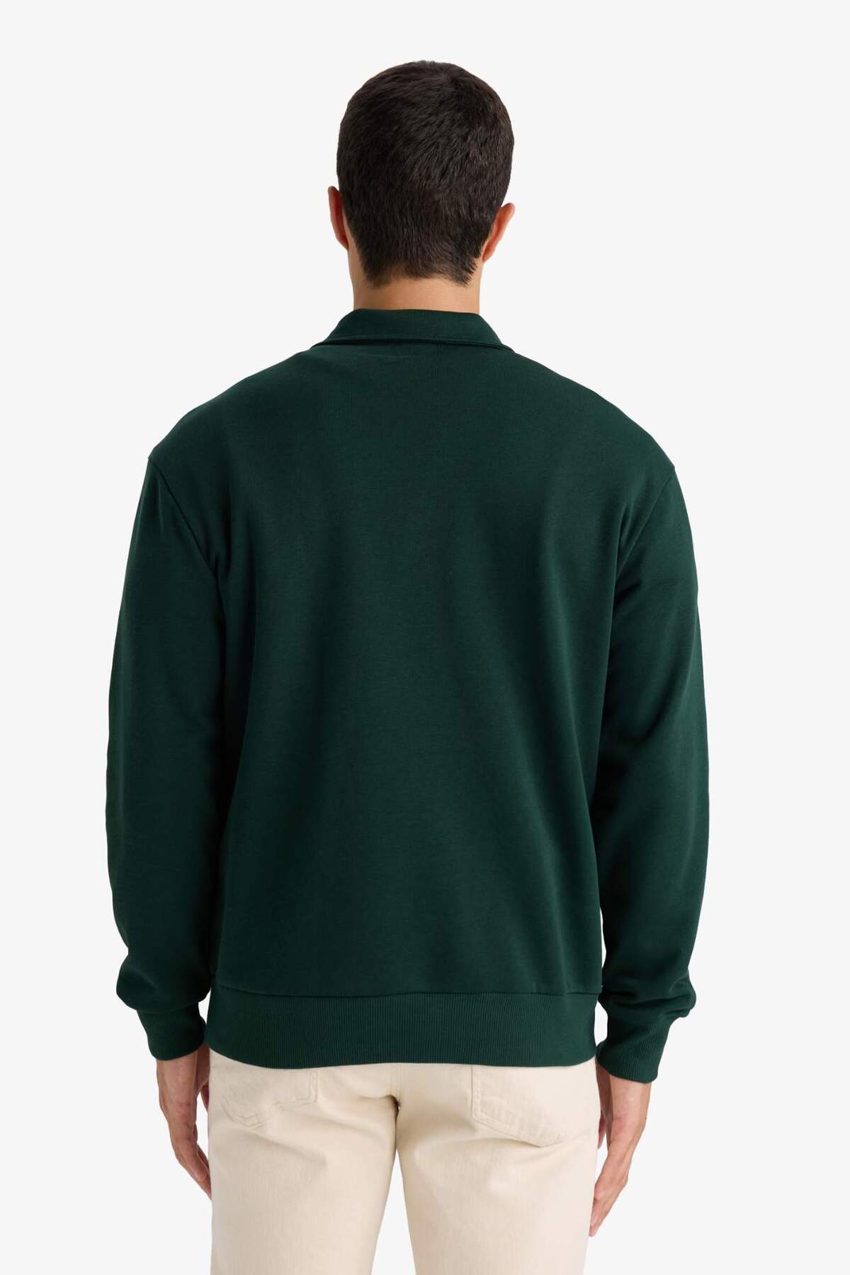 Defacto  Comfort Regular Fit Rahat Kalıp Fermuarlı Dik Yaka Basic Düz Sweatshirt X7405AZ24AU - Görsel 6