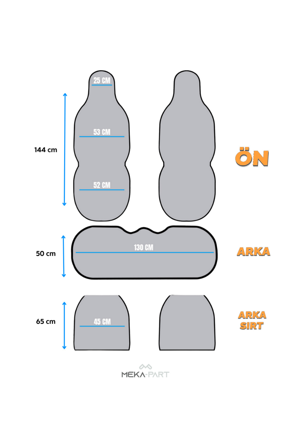 TREND Meka Part Oto Koltuk Koruyucu Kılıf Universal 2+3 Tam Set %100 Pamuk fotoğrafı 6 (önizleme)