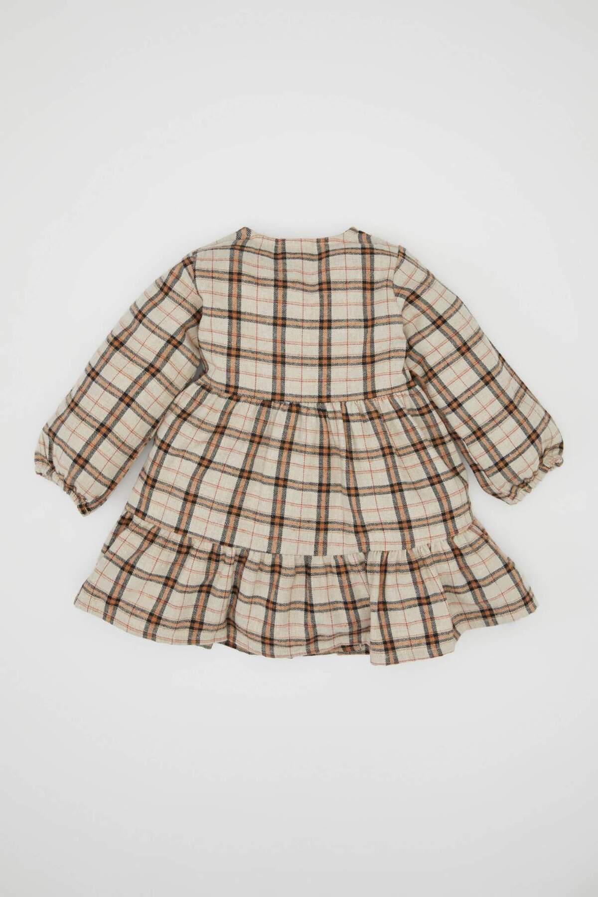 Defacto Düğmeli Uzun Kollu Etek Ucu Volanlı Elbise Kız Bebek D5635A524WN fotoğrafı 4 (önizleme)